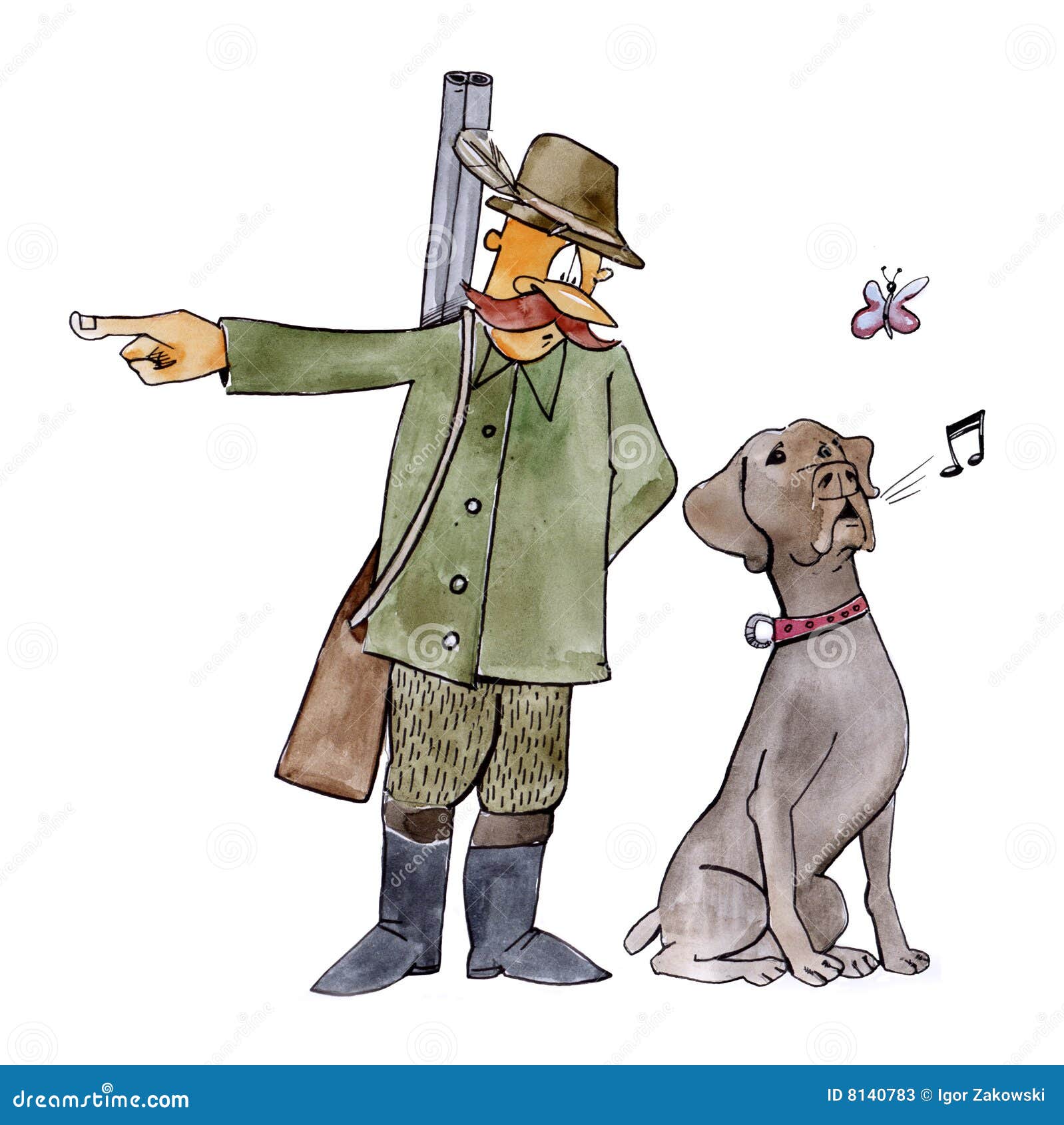 De Hond Van De Wijzer Bij De Jacht Stock Illustratie - Illustration Of  Wijzer, Vrede: 8140783