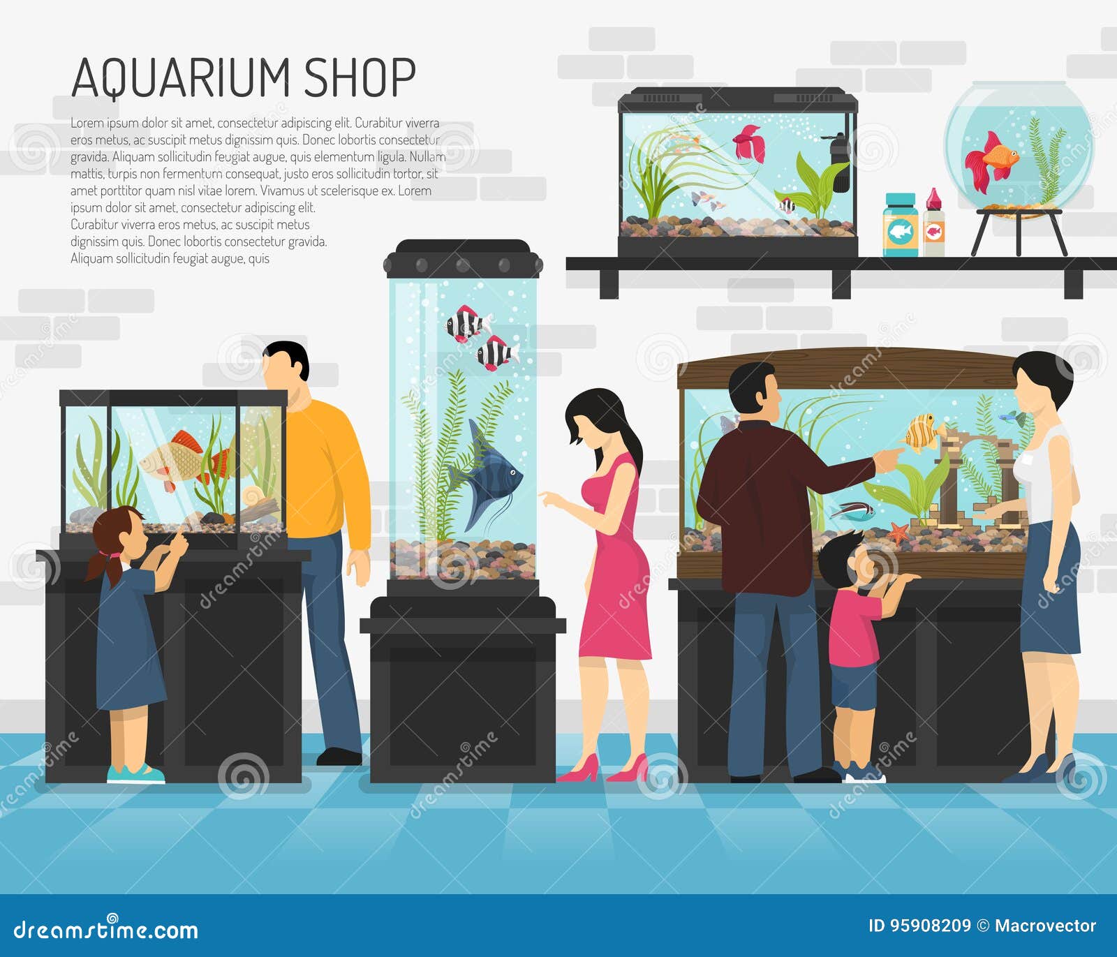 De Illustratie Van De Aquariumwinkel Vector Illustratie Illustration
