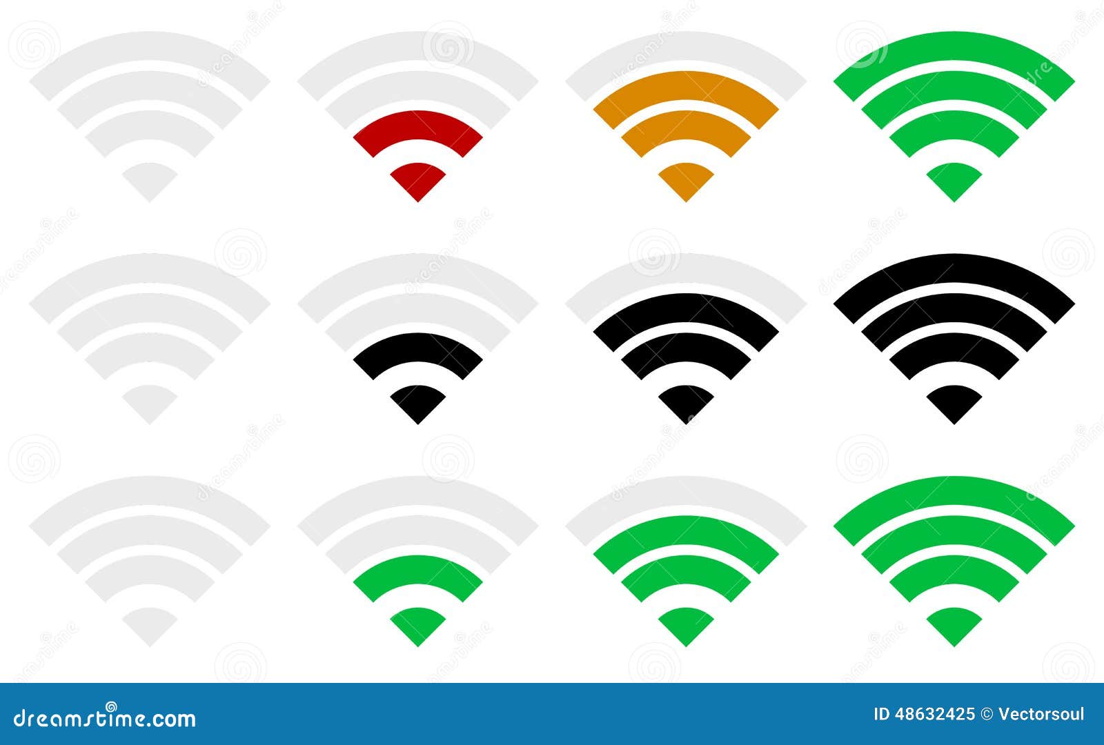 Moderniseren Typisch knecht De Indicatormalplaatje Van De Signaalsterkte WiFi, Draadloze Verbinding,  Vector Illustratie - Illustration of laag, reeks: 48632425