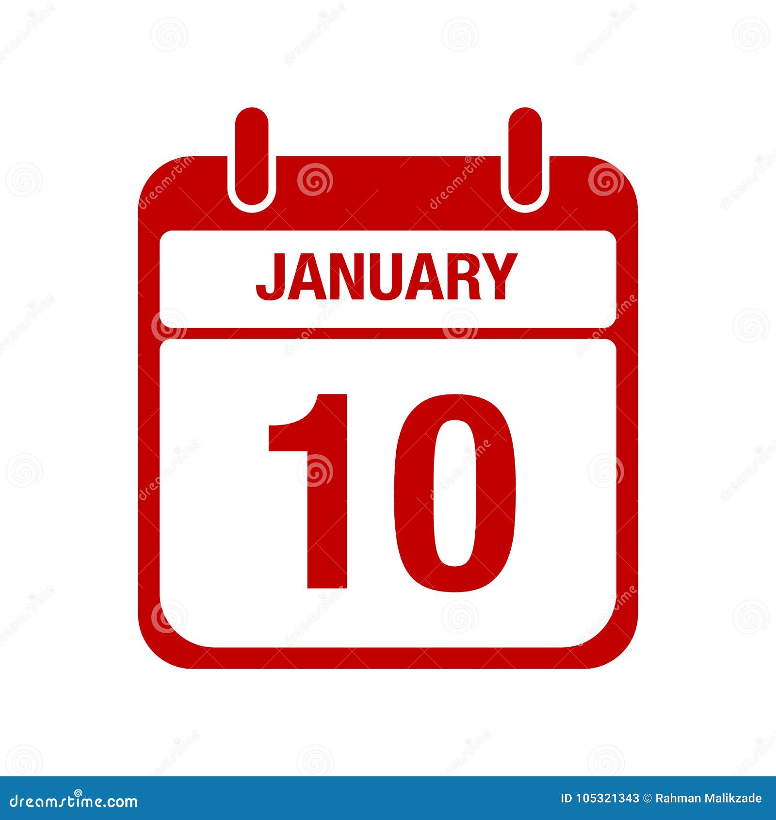 10 De Janeiro Icone Do Vermelho Do Calendario Ilustracao Do Vetor Ilustracao De Icone Calendario 105321343