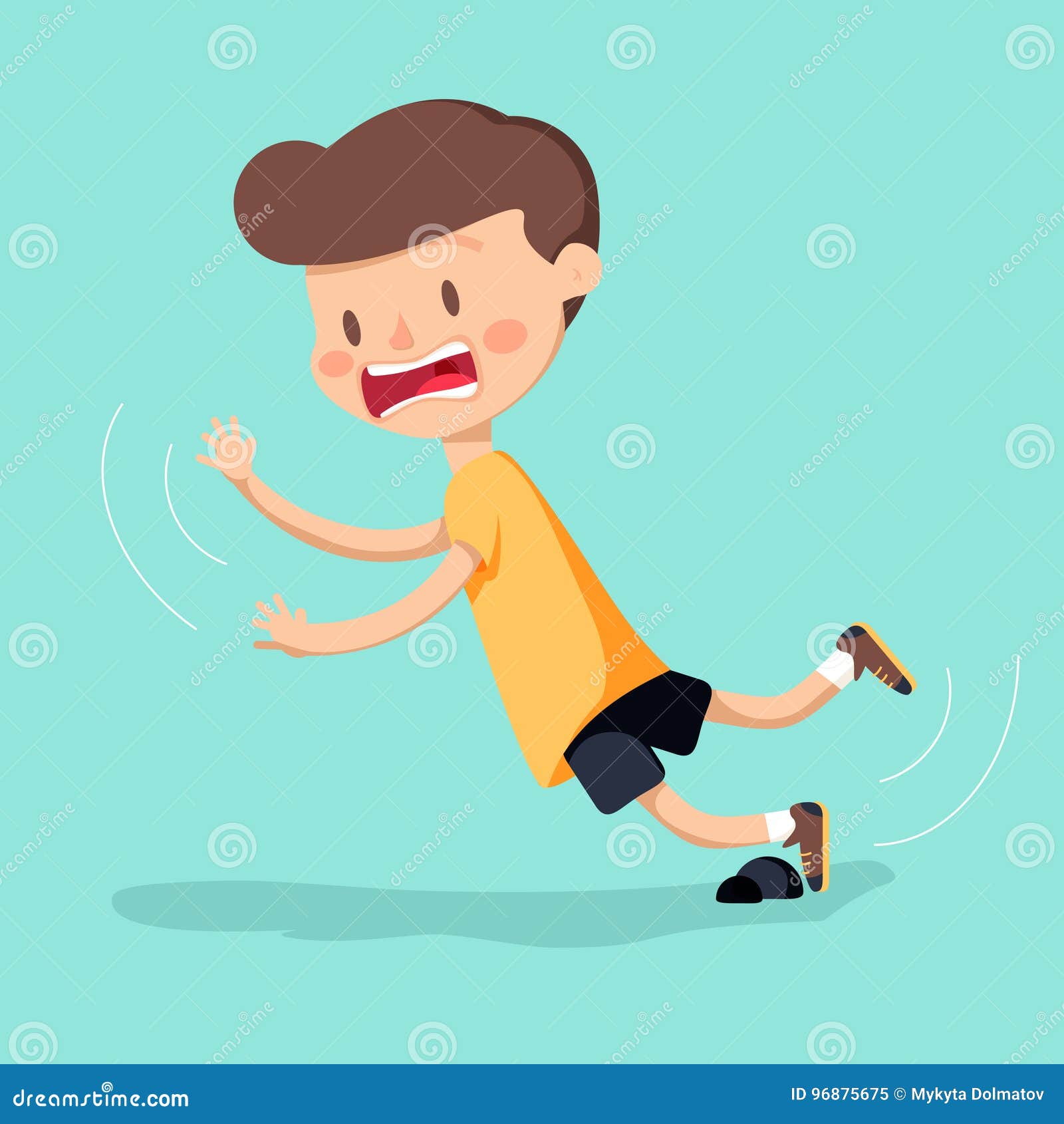 De Jongen Struikelde Op Rots Terwijl Het Lopen Vector Illustratie - Illustration Of Gevaar, Schreeuwen: 96875675