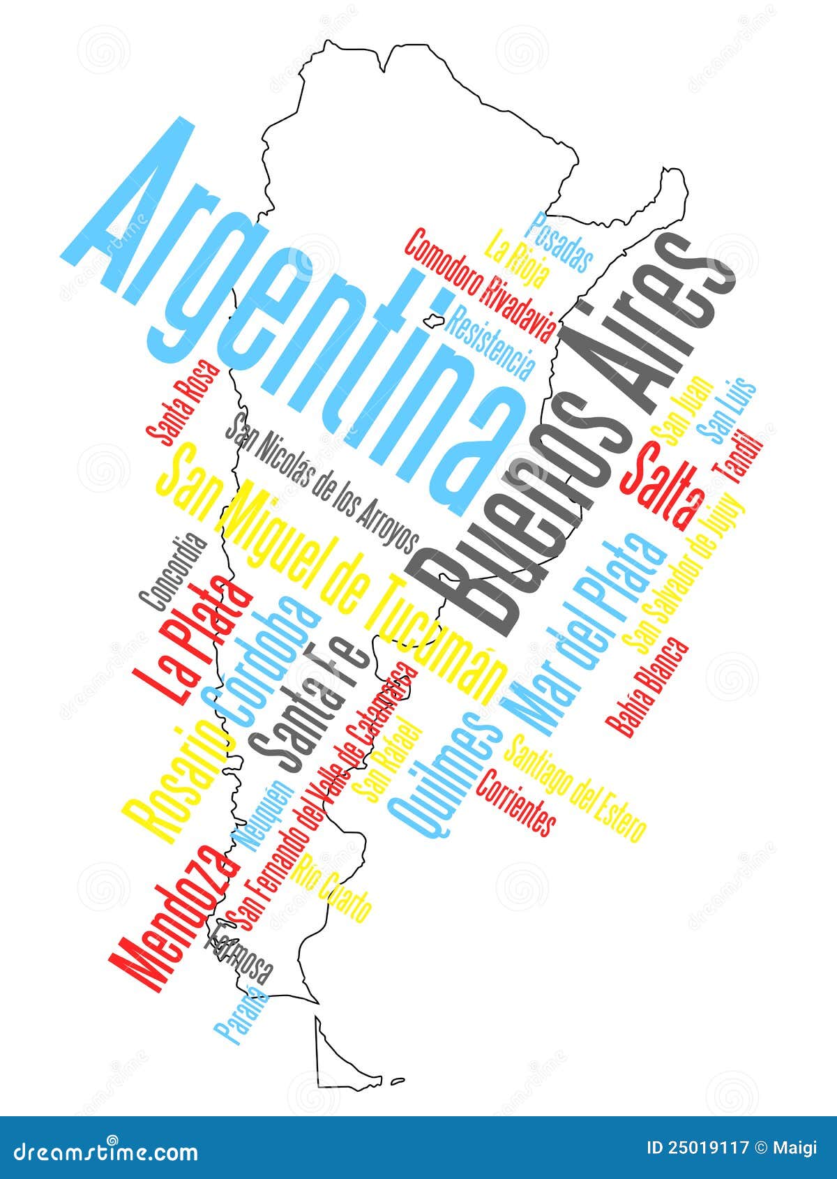 De Kaart En De Steden Van Argentinië Vector Illustratie ...