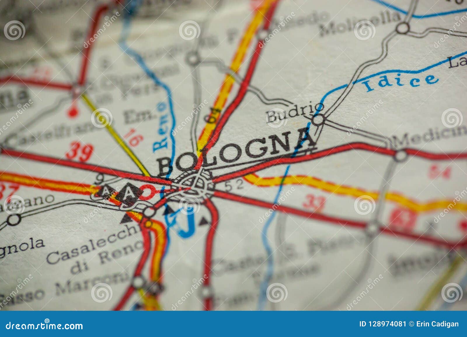 De Kaart Van Bologna Italië Stock Afbeelding Image of punt