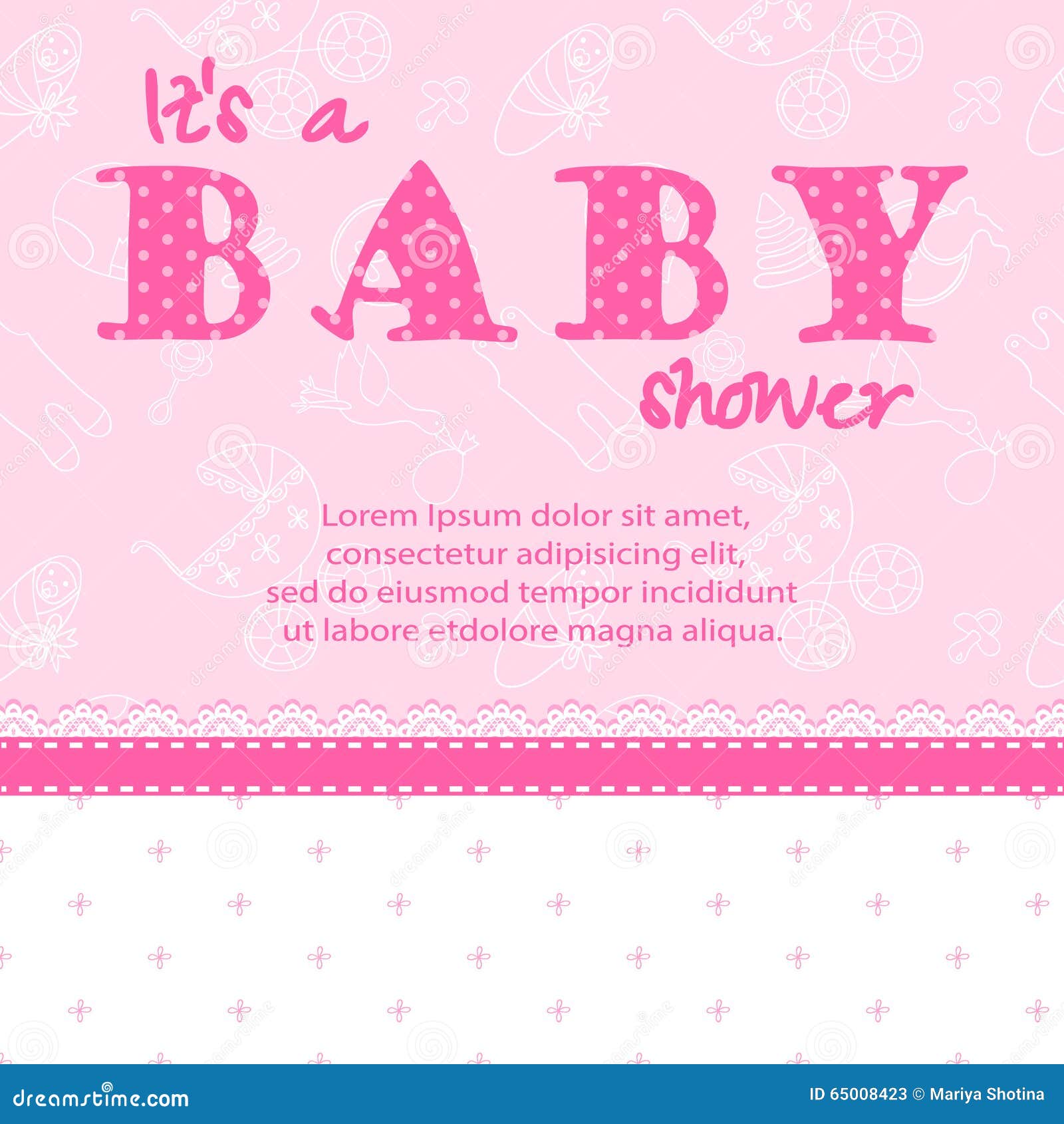 De kaart van de babydouche voor een meisje. De uitnodigingskaart van de babydouche voor een meisje met ruimte voor uw tekst