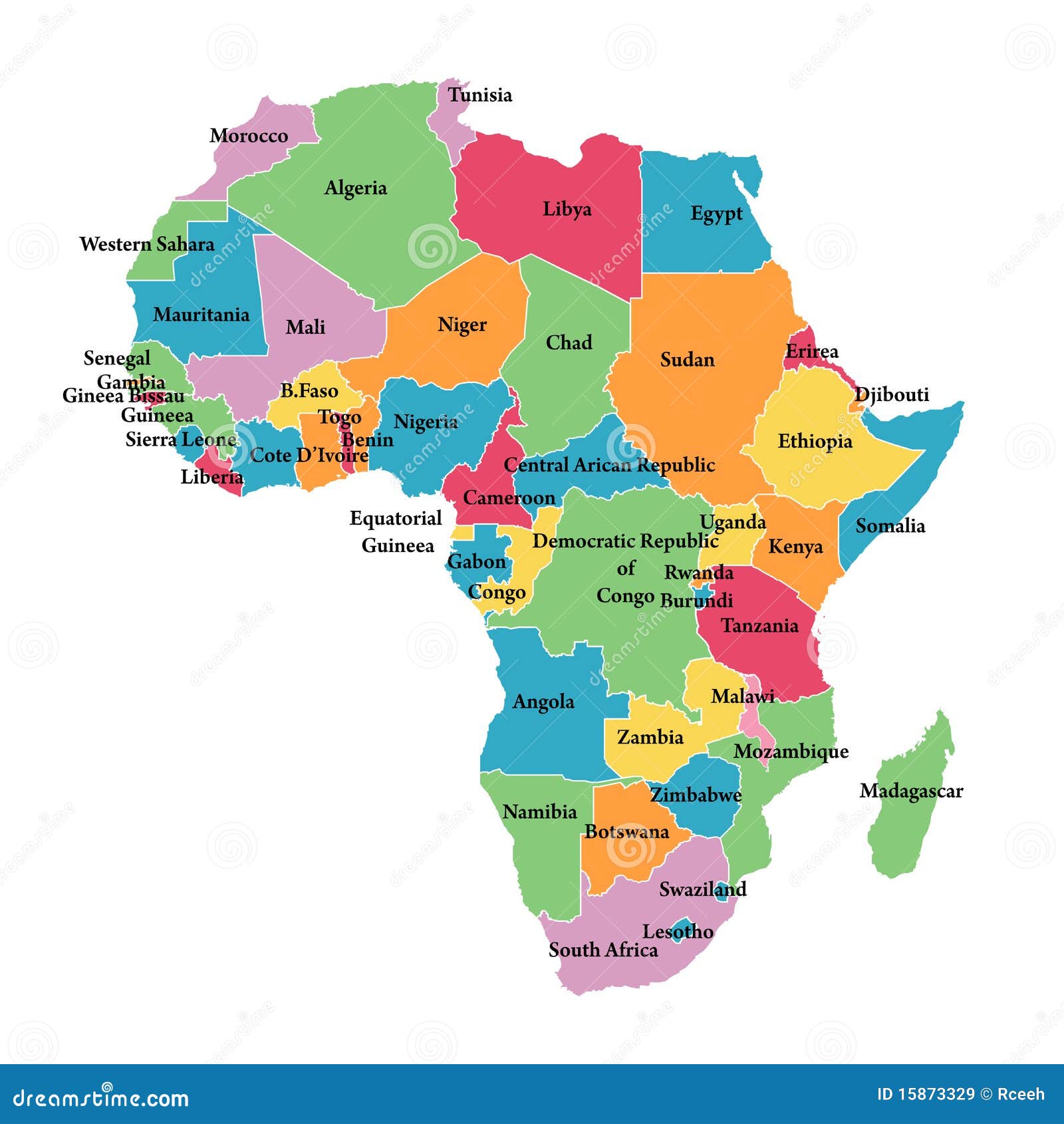 De Kaart Van Editable Van Afrika Vector Illustratie - Illustration Of Gegroepeerd, Voorwerp: 15873329
