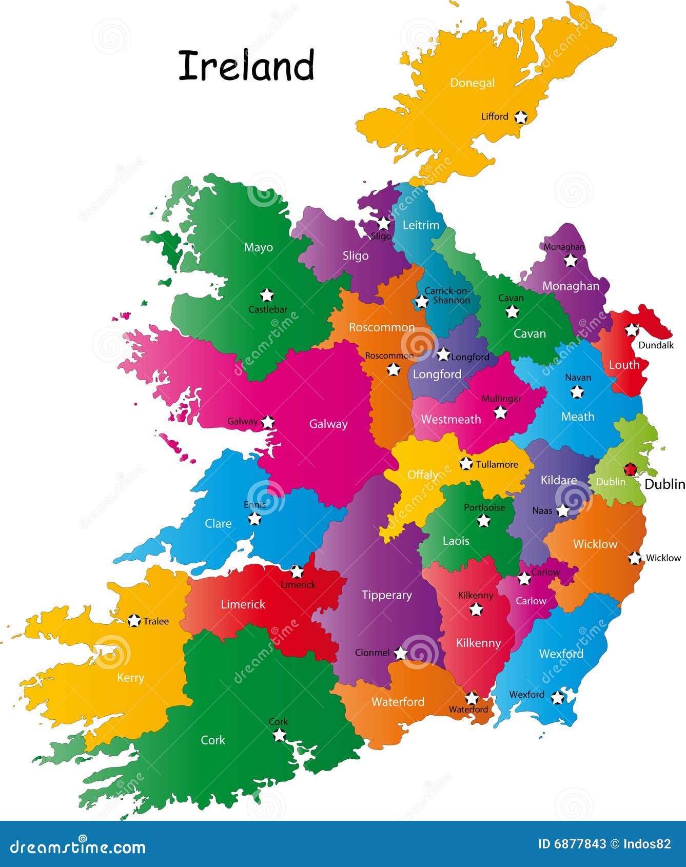 De Kaart Van Ierland Vector Illustratie. Illustration Of Grens - 6877843