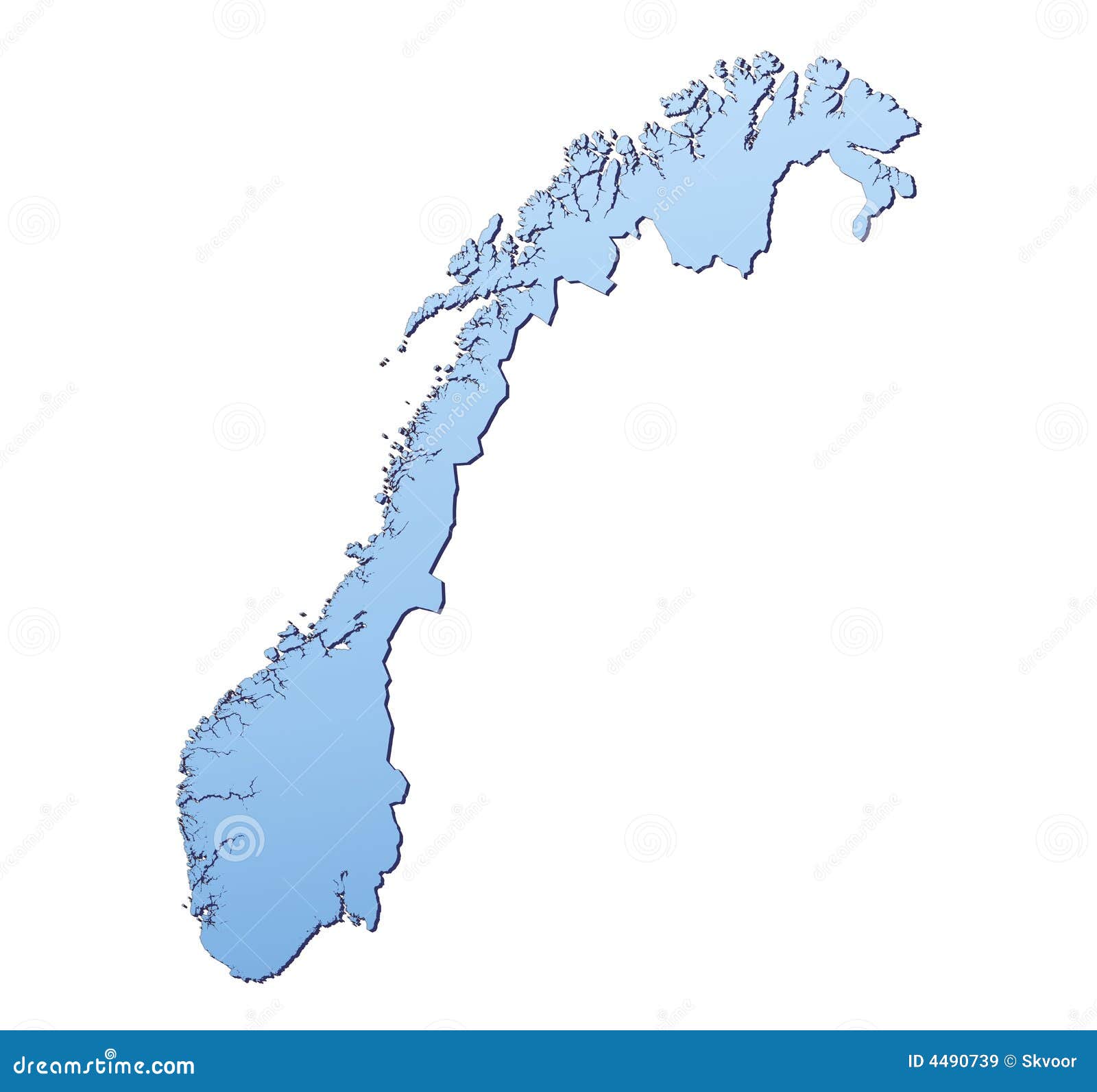 De kaart van Noorwegen die met lichtblauwe gradiënt wordt gevuld. Hoge resolutie. De projectie van Mercator.