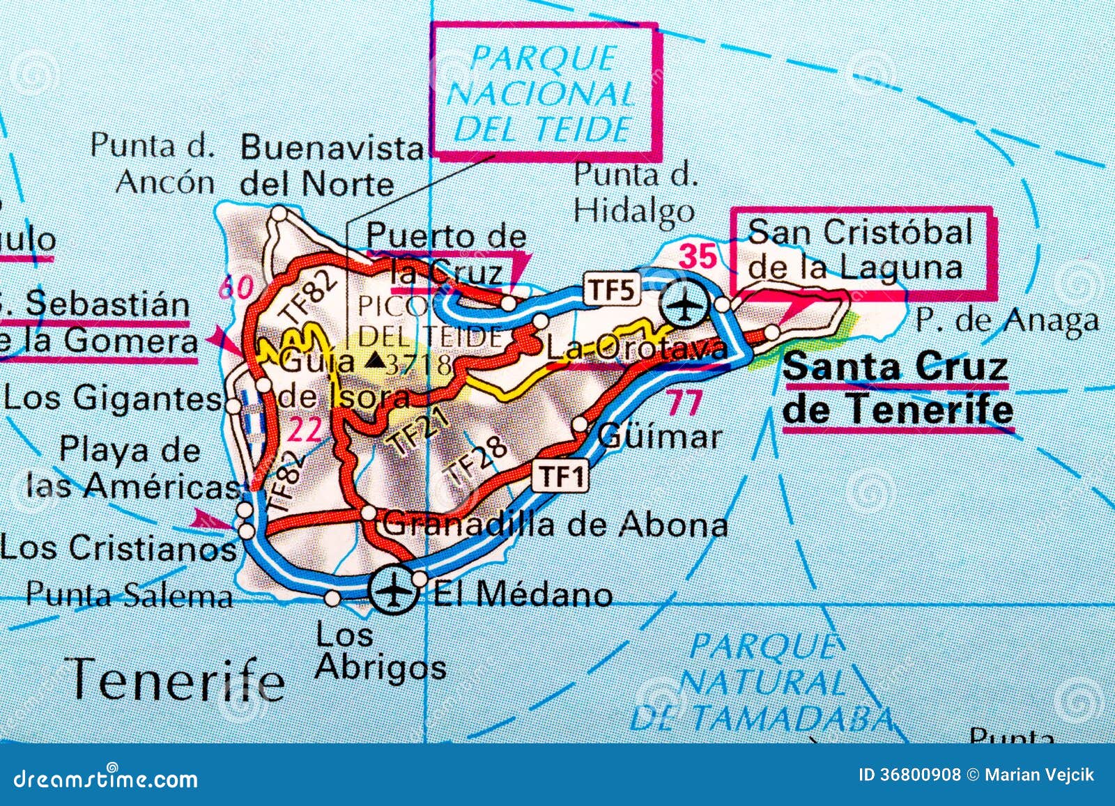 De kaart van Tenerife stock foto. Image of oostenrijk - 36800908