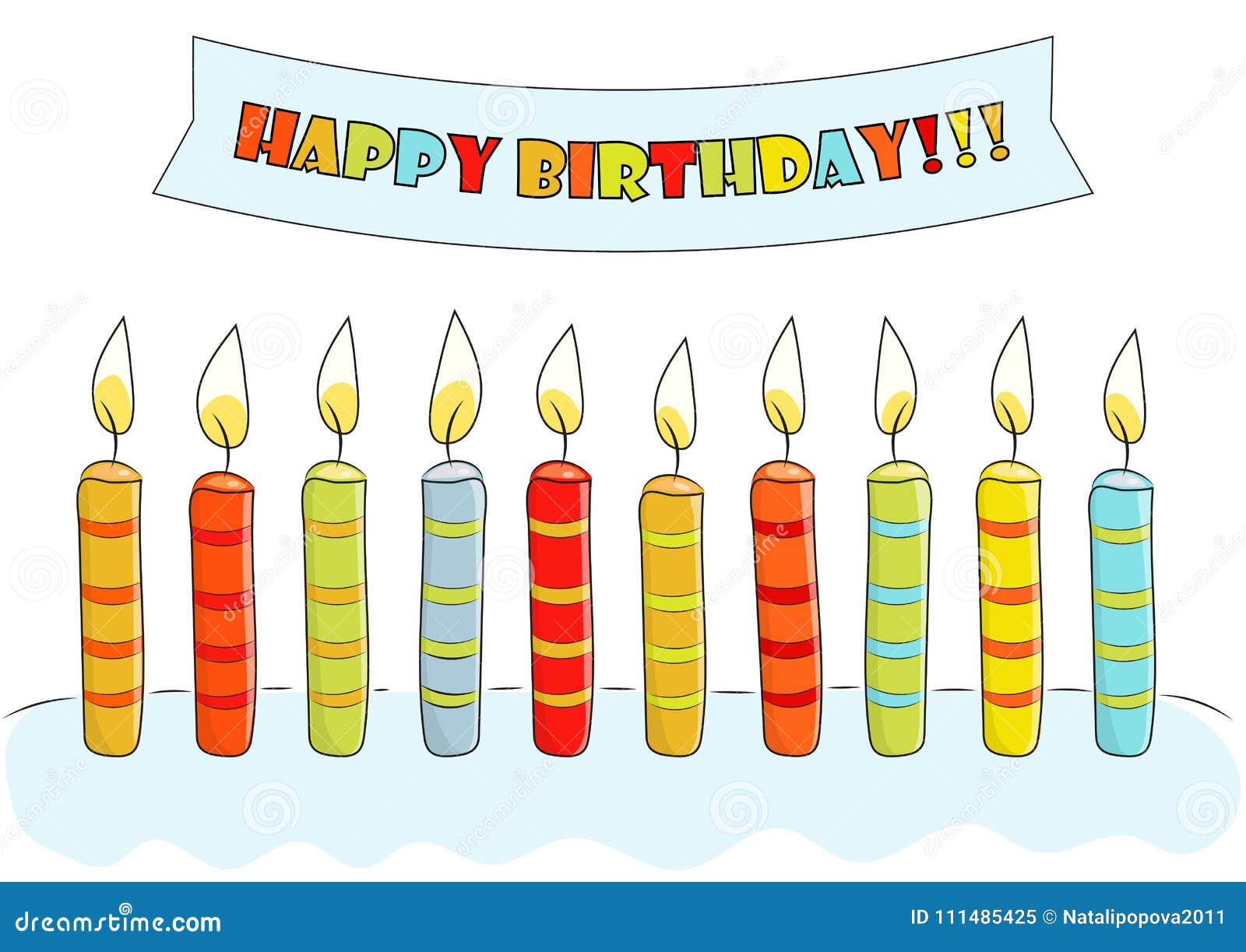 De Kaart Van De Verjaardag De Verjaardag Van De Schetsprentbriefkaar Met Cake, Kaarsen En Lint Vector Illustratie Illustratie - Illustration heerlijk, feestelijk: