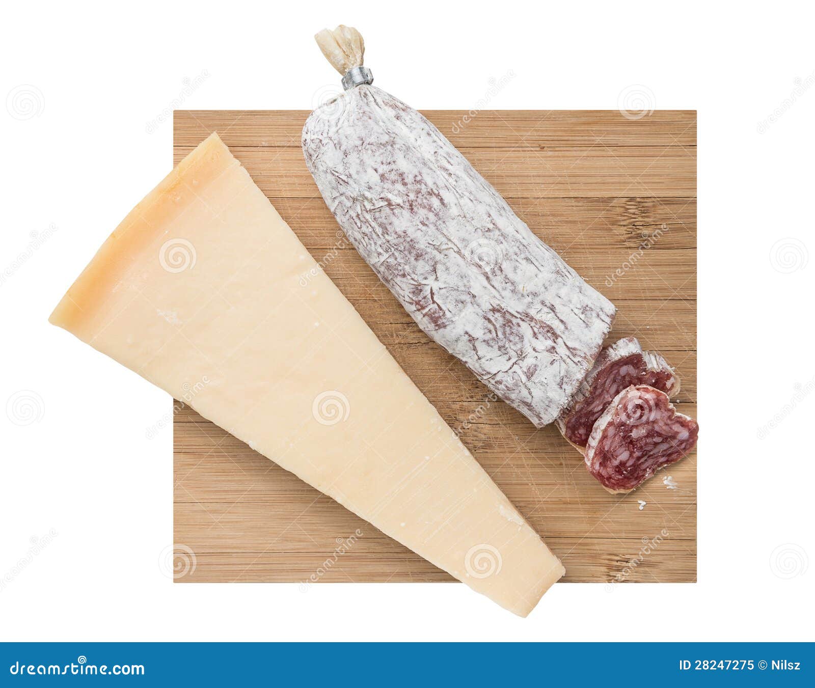 De Kaas En De Salami Van De Parmezaanse Kaas Stock Afbeelding Image
