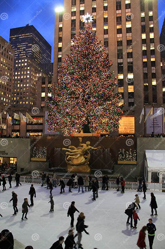 De Kerstboom Van Het Centrum Van Rockefeller, De Stad Van New York