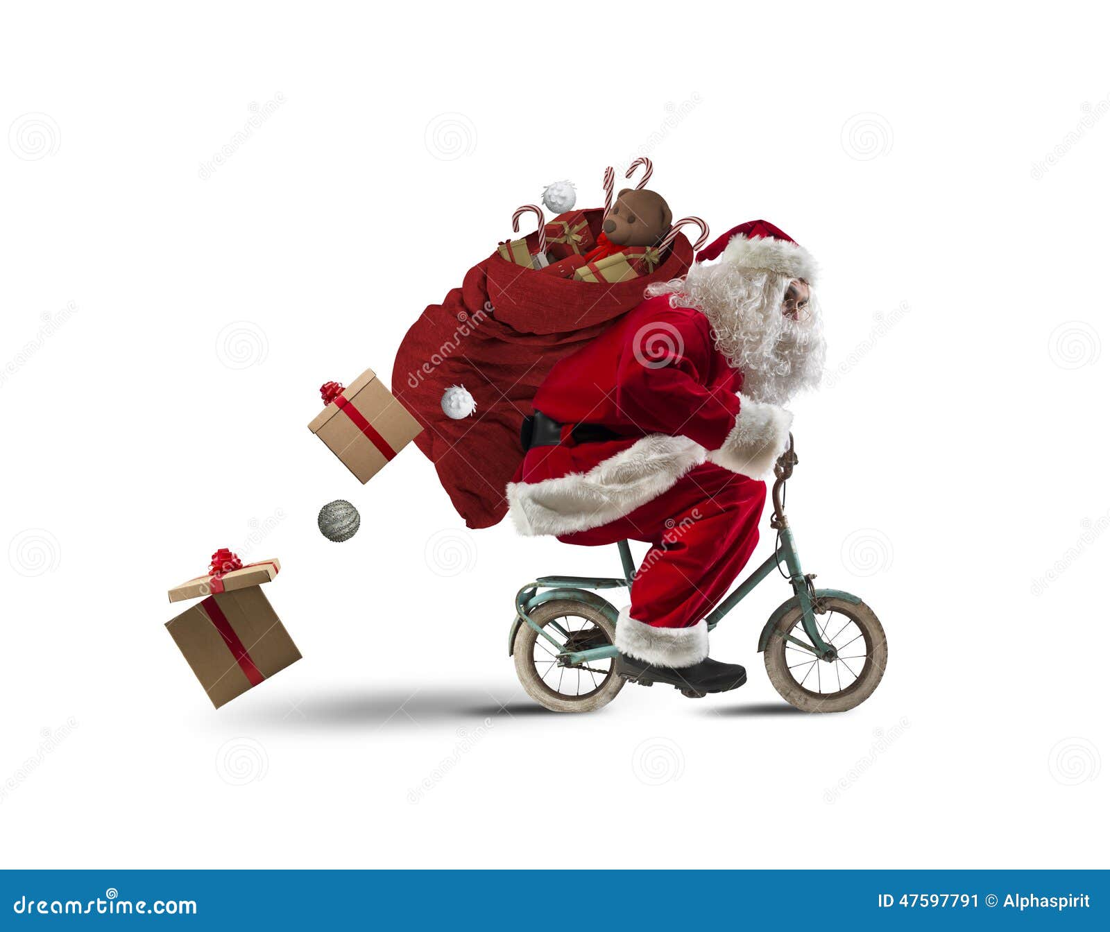 De Kerstman Op De Fiets Stock Afbeelding. Image Of December - 47597791