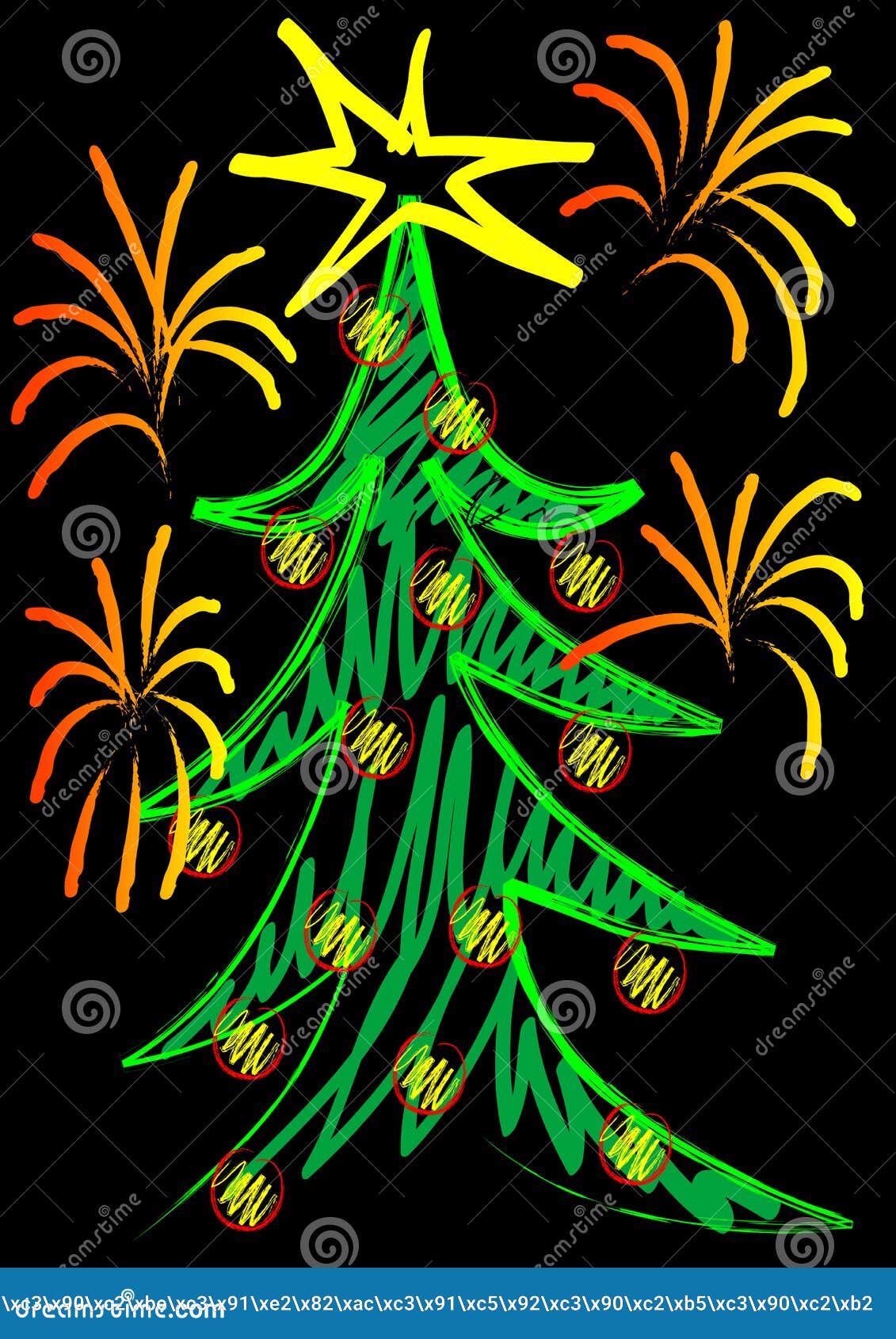 De kleur van de kerstboom vector illustratie. Illustration of vooravond