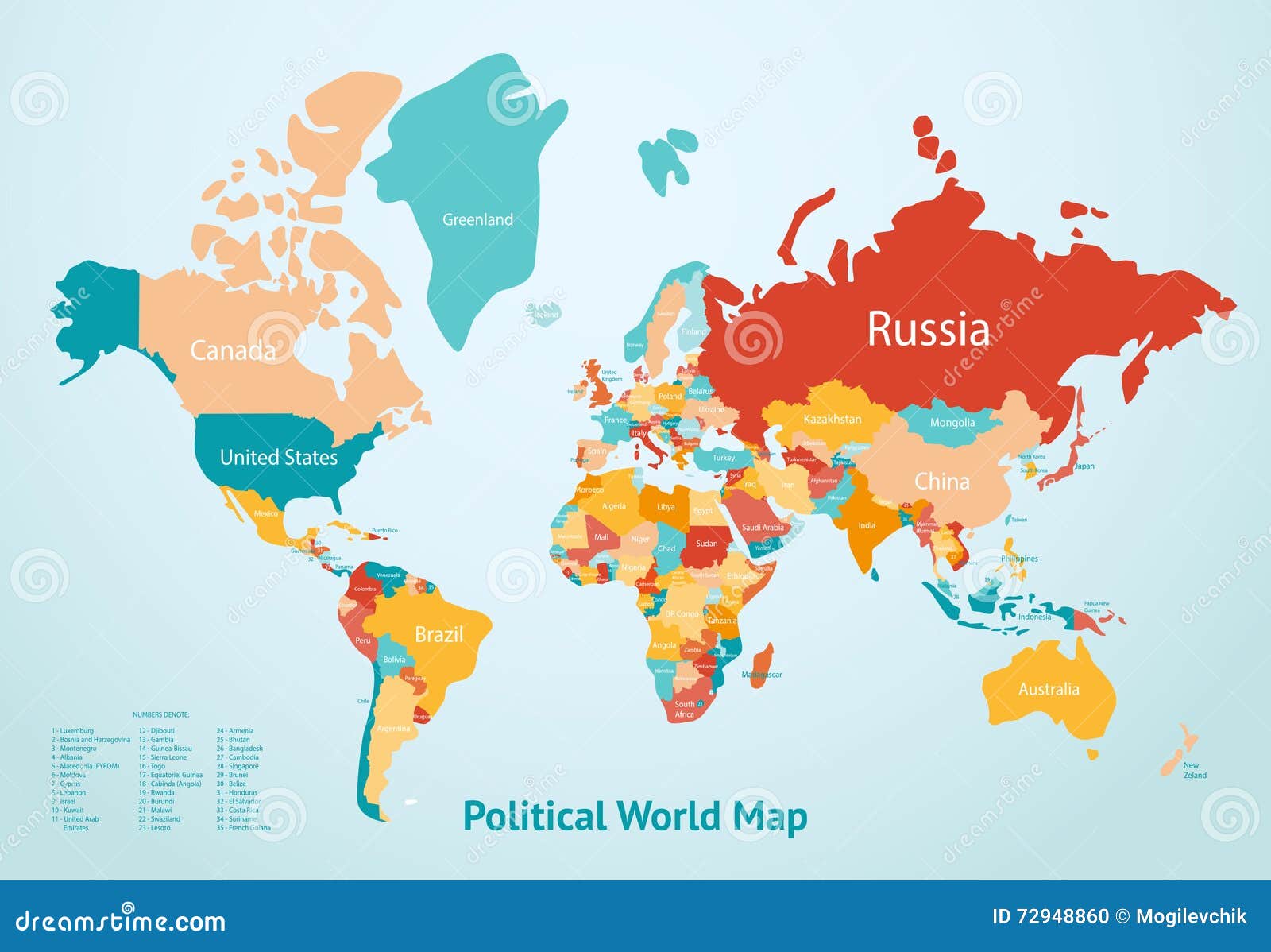 De Landen van de aardekaart. De aardekaart met landen door kleur wordt verdeeld en de beschrijving van politieke wereld brengen vectorillustratie die in kaart
