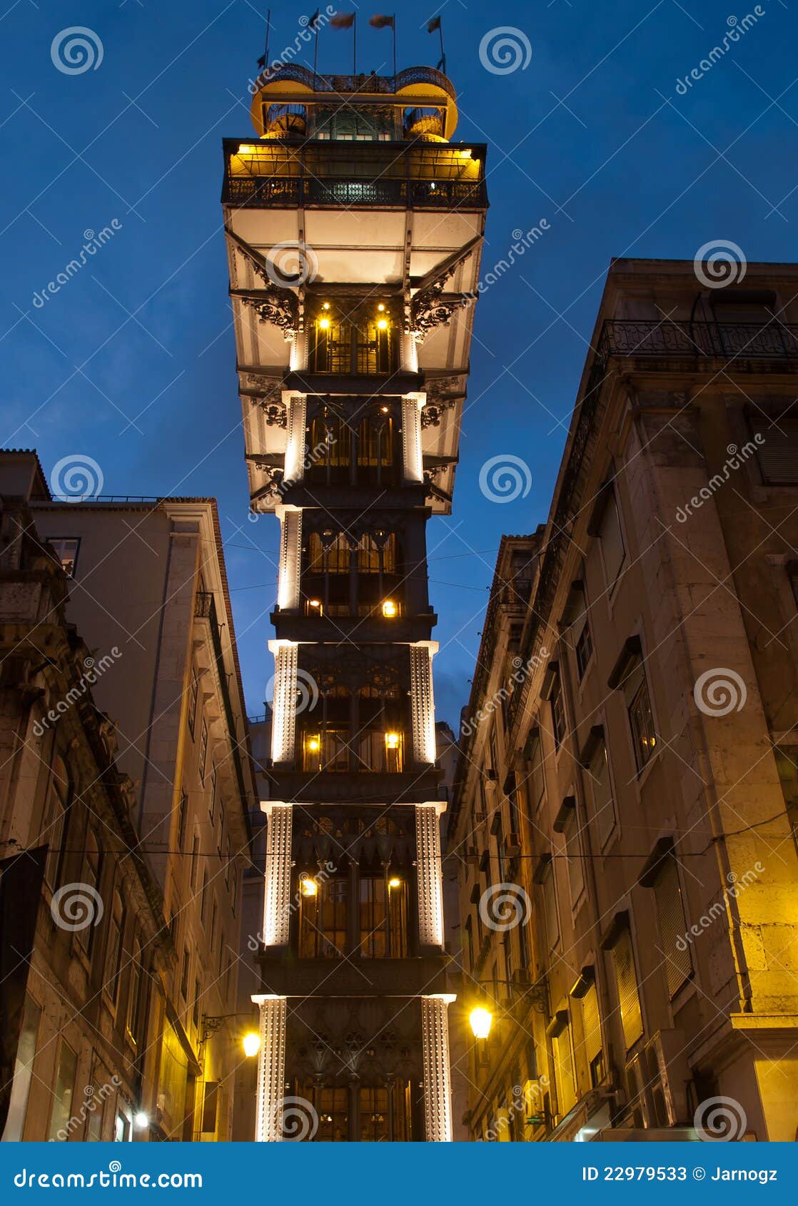 De Lift Van Justa Van De Kerstman Bij Schemer Stock Afbeelding