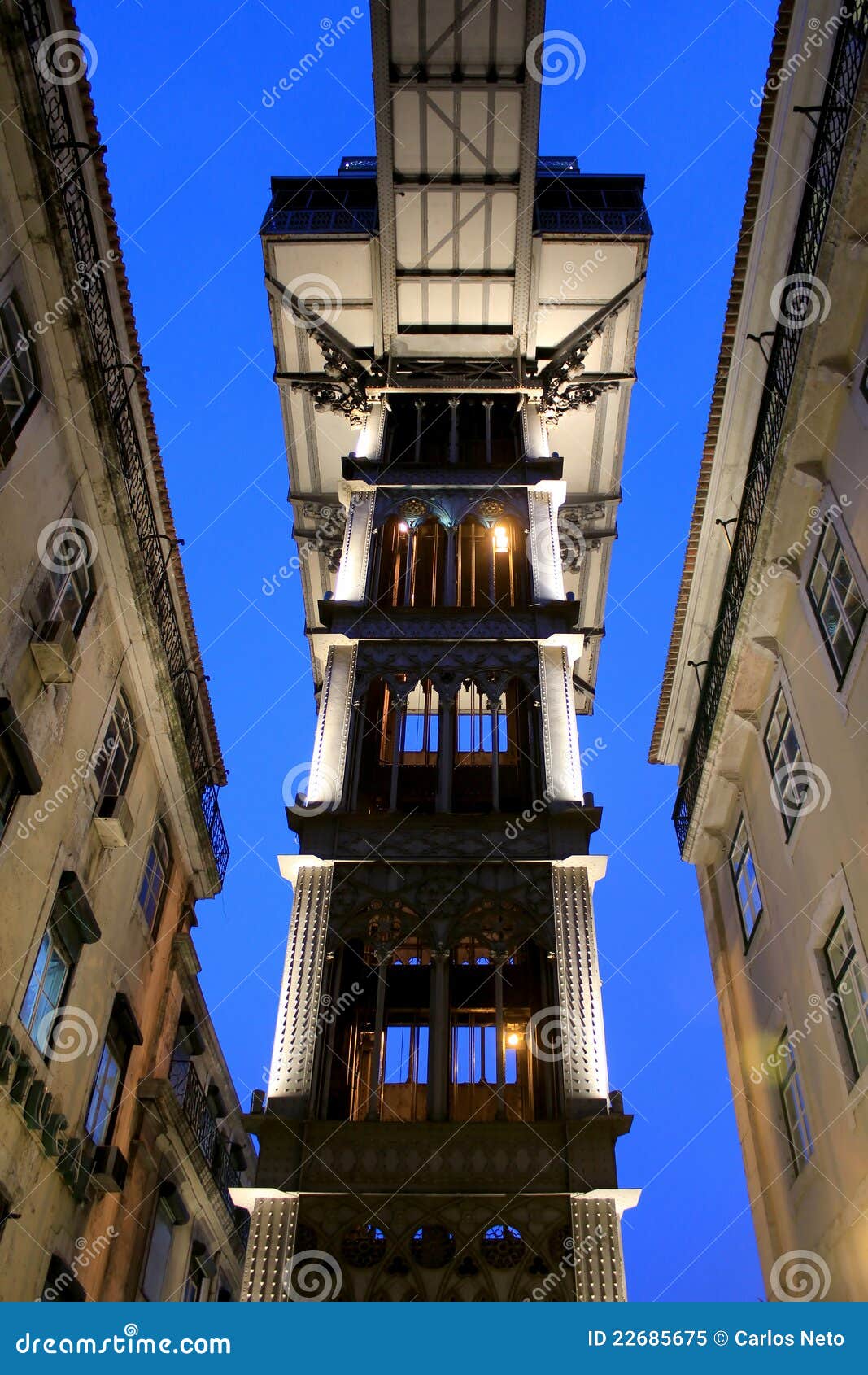 De Lift Van Justa Van De Kerstman, Lissabon Stock Afbeelding