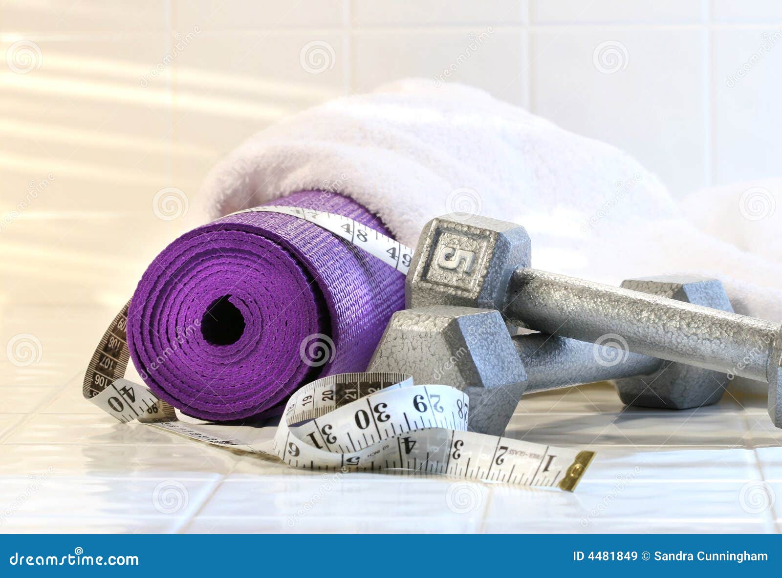 De Mat Van De Oefening Met Gewichten Stock Afbeelding Image of meting
