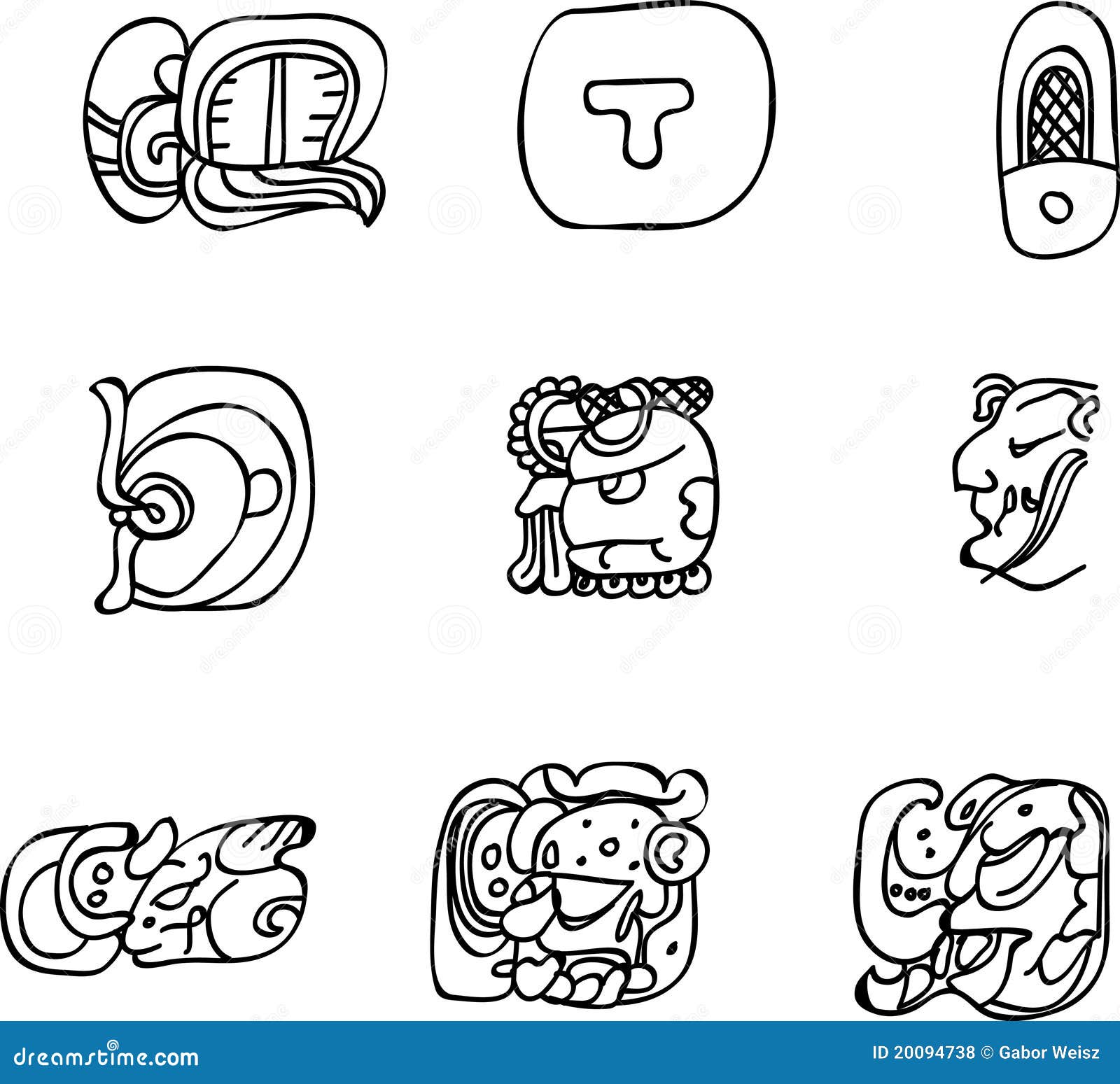 De motieven van Mexicaan, aztec of maya, glyphs. Reeks motieven van Mexicaan, Aztec of Maya, glyphs