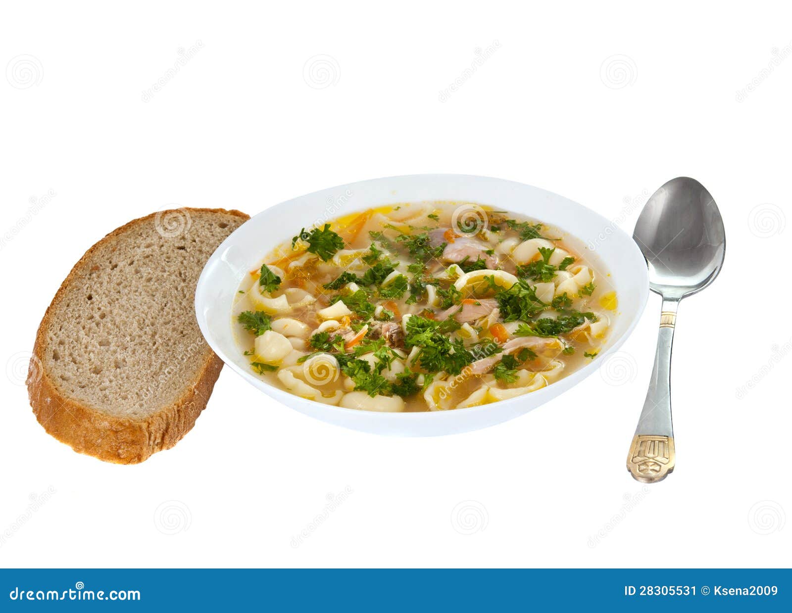 De Noedelsoep Van De Kip Bouillon Stock Afbeelding Image of