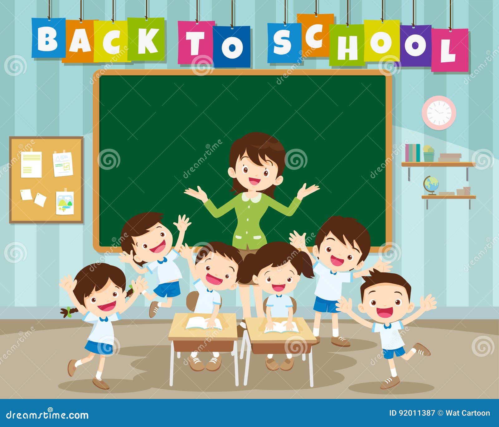 De Nouveau A L Ecole Avec L Eleve D Ecole Primaire Illustration De Vecteur Illustration Du Craie Blanc