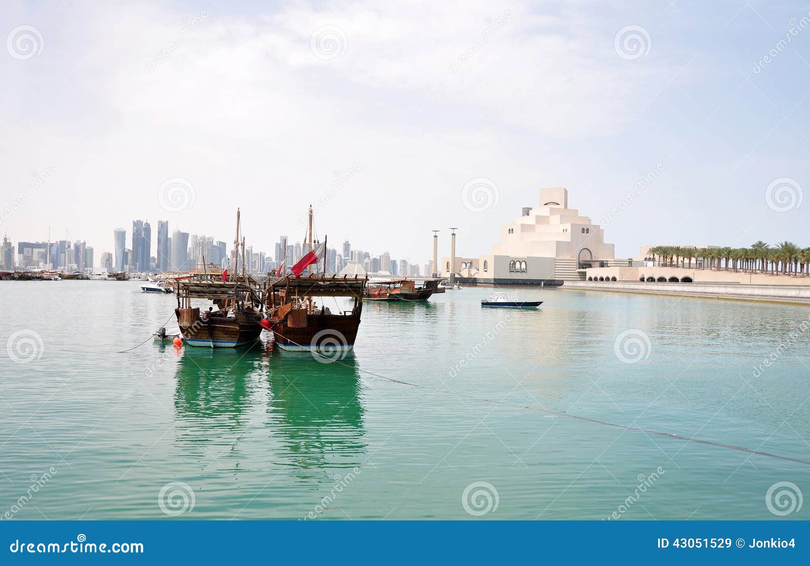 De Oude DhowHaven in Doha Corniche, Qatar Stock Afbeelding Image of