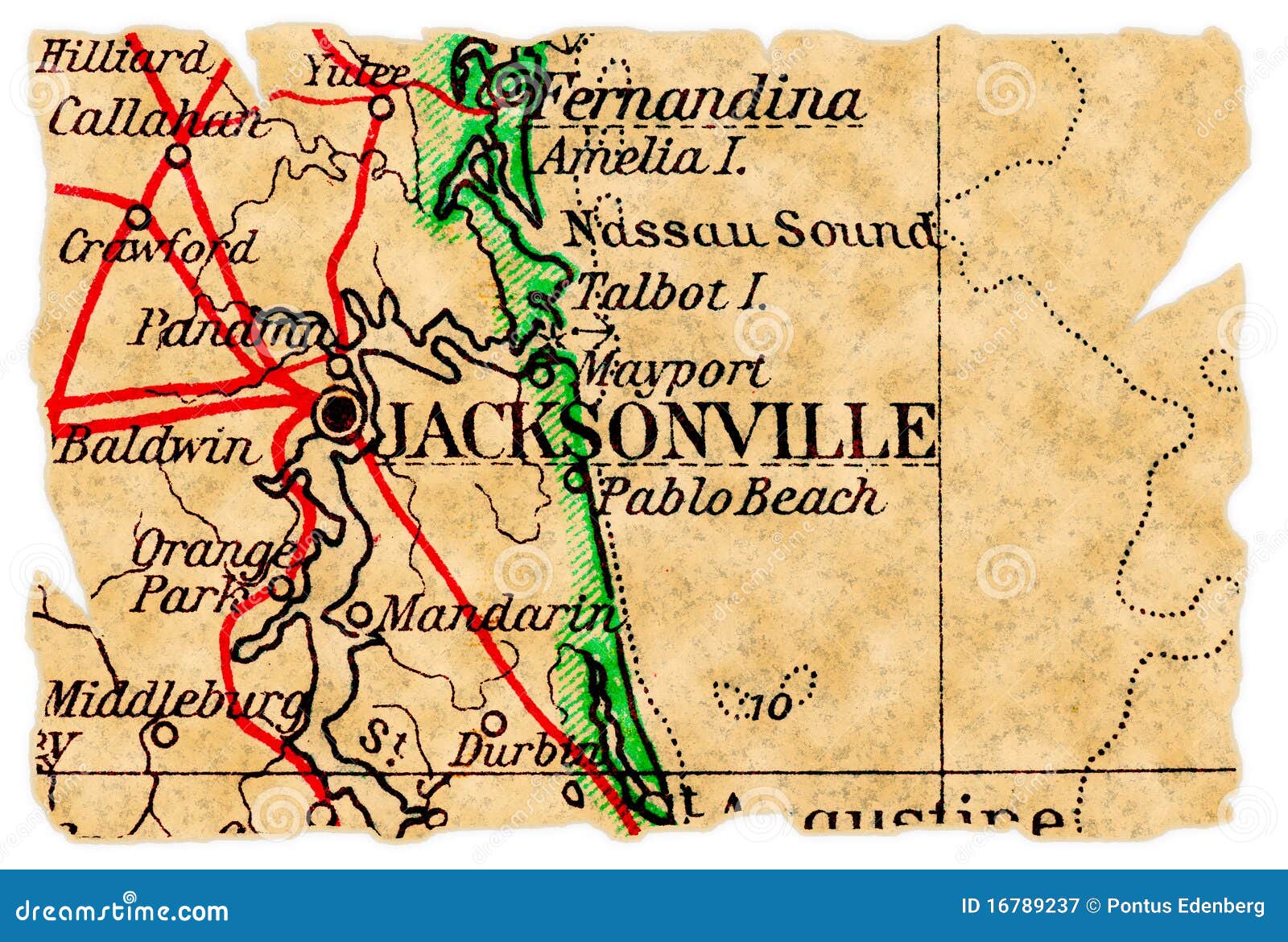 De Oude Kaart Van Jacksonville Stock Afbeelding Image of achtergrond