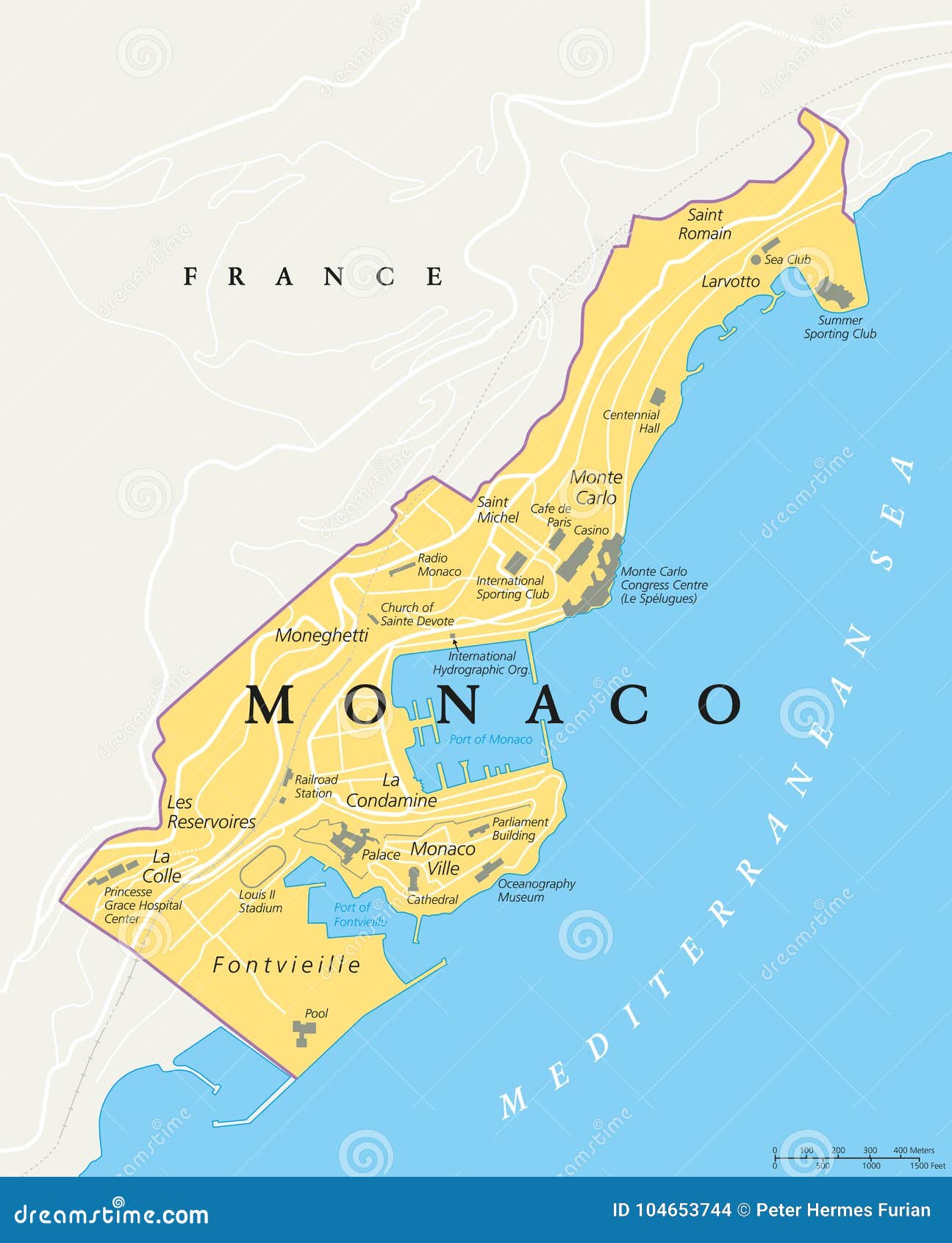 monaco kaart De Politieke Kaart Van Monaco Vector Illustratie   Illustratie 