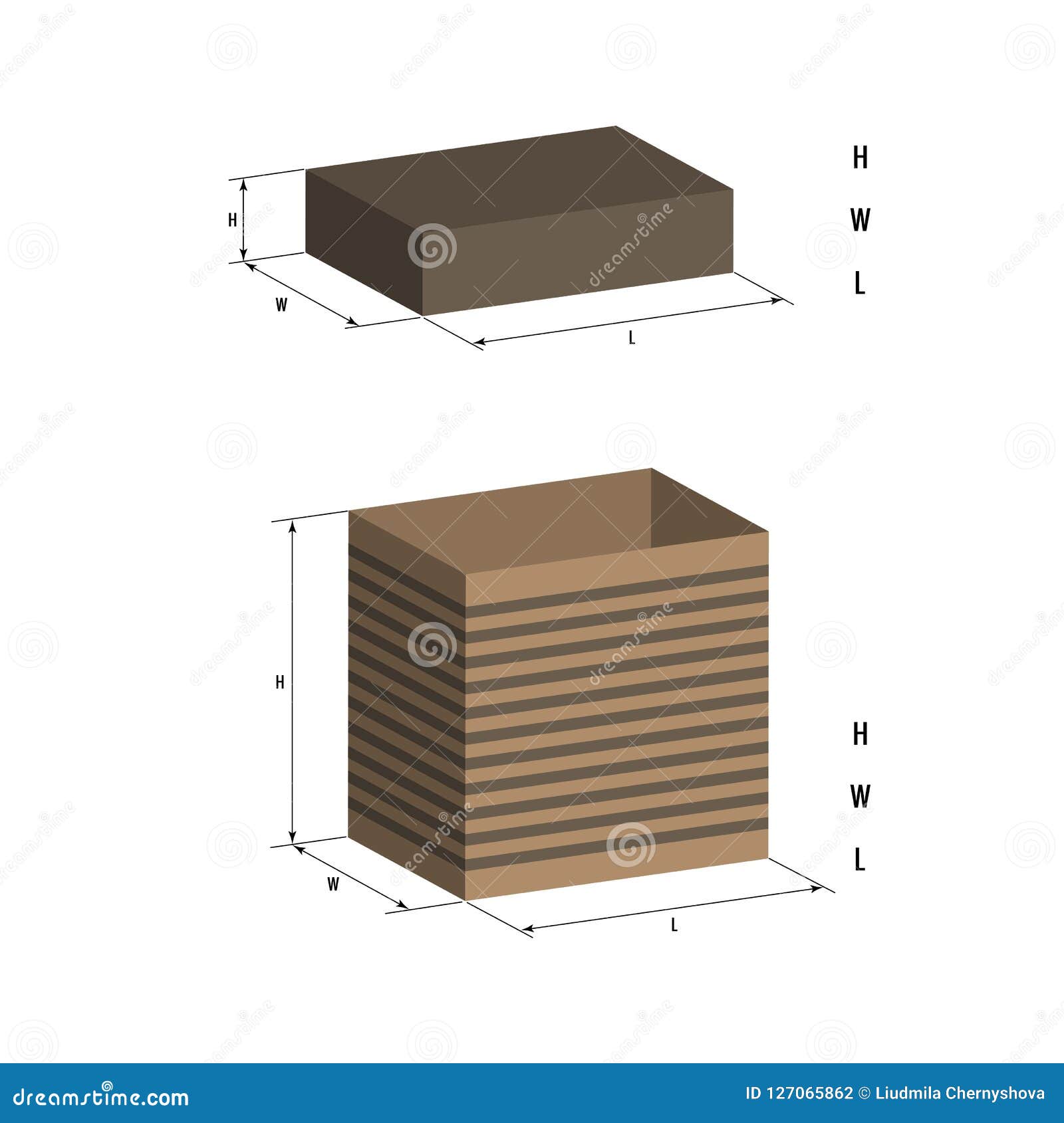 De Realistische Met Deksel Op Witte Achtergrond, Zijn Afmetingen is Vermeld 3d Illustratie, Open Doos, Zijn Vector Illustratie - Illustration of zwart, geïsoleerd: 127065862