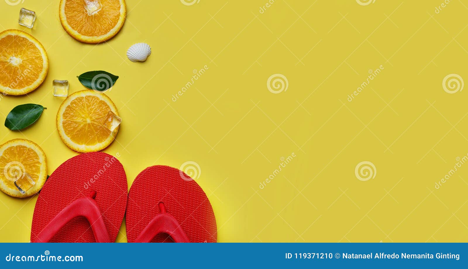 De Rode Flip Flop Orange Leaves Citrus-Ijs Overzeese Shells ...