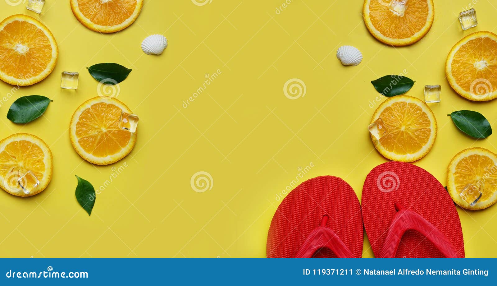 De Rode Flip Flop Orange Leaves Citrus-Ijs Overzeese Shells ...