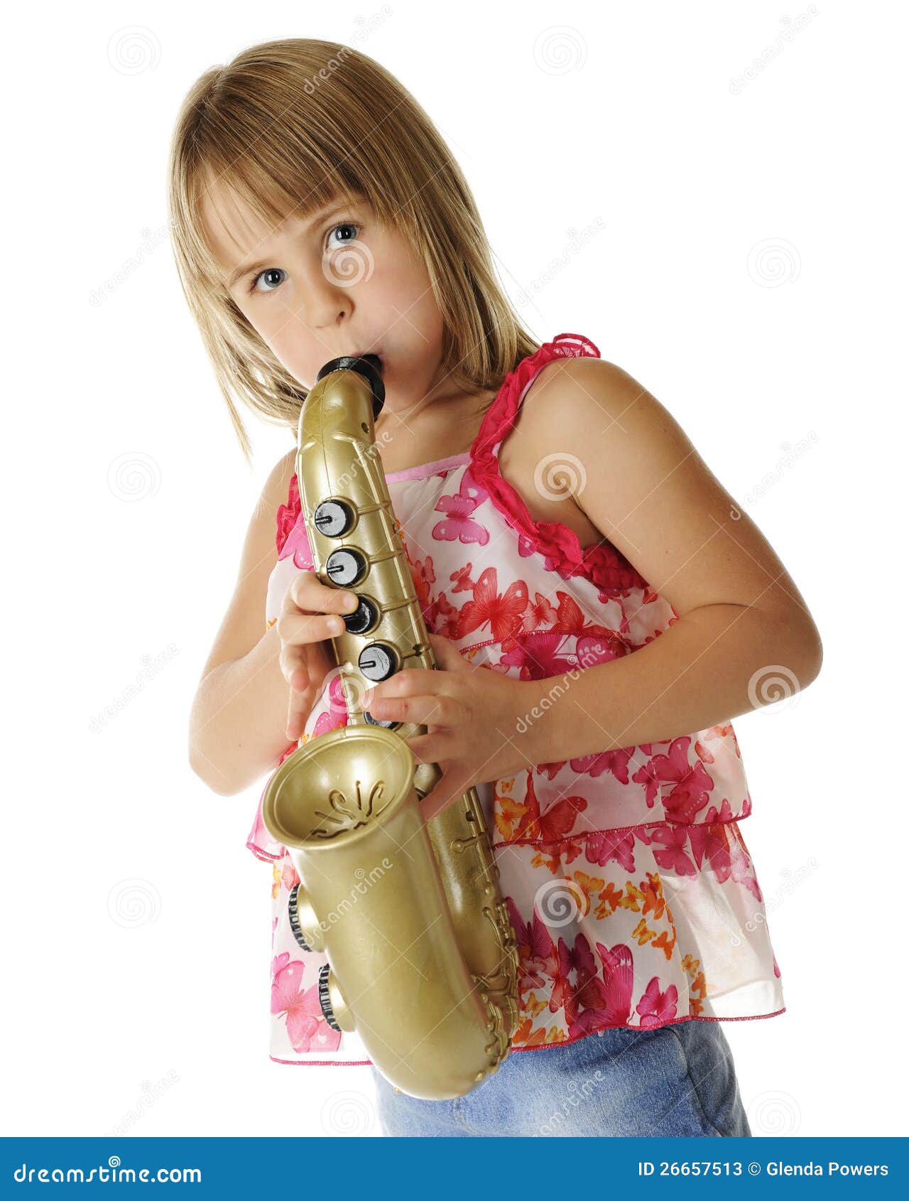 De Saxofoon Tooter Van Het Stuk Speelgoed Stock - Image of meisje, muzikaal: 26657513