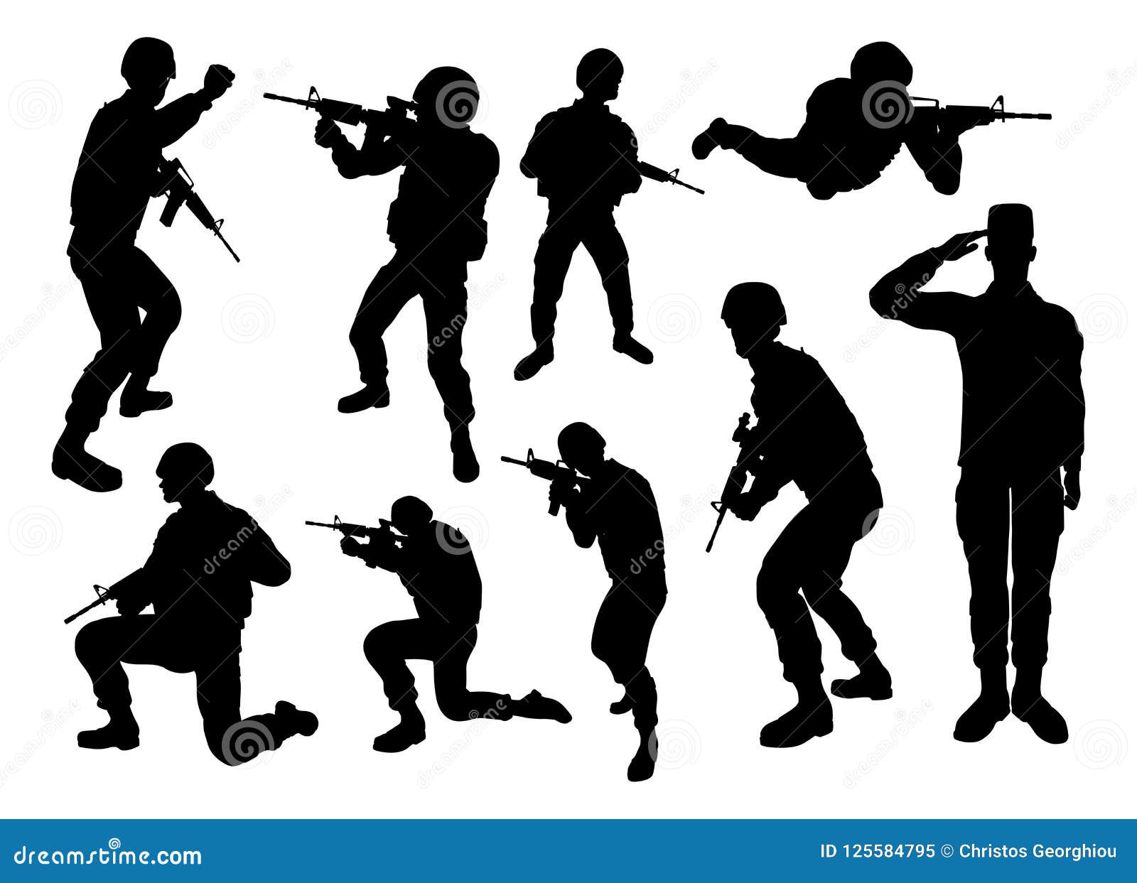 De Silhouetten Van Militairhigh Quality Detailed Vector Illustratie ...