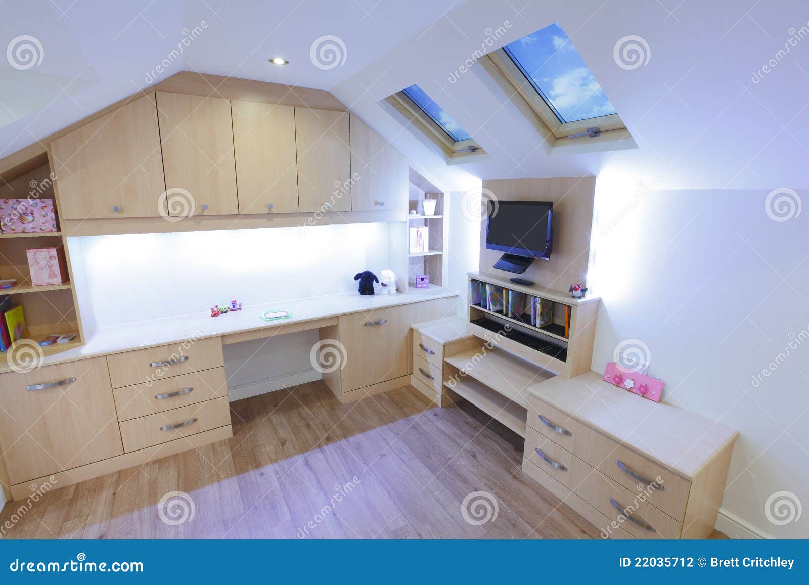 De slaapkamer van kinderen stock fotografie afbeelding: 22035712 Tv modern muur