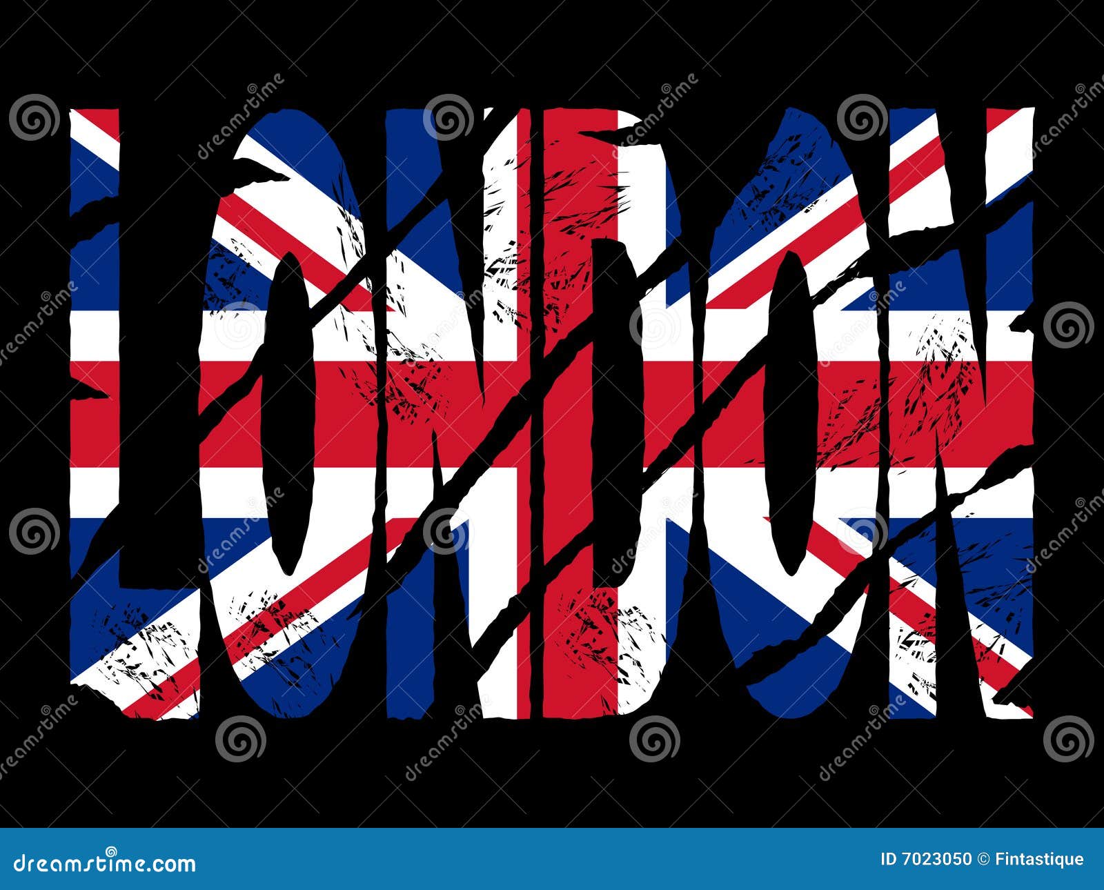 De tekst van Londen van Grunge met vlag. De tekst van Londen van Grunge met Britse vlagillustratie