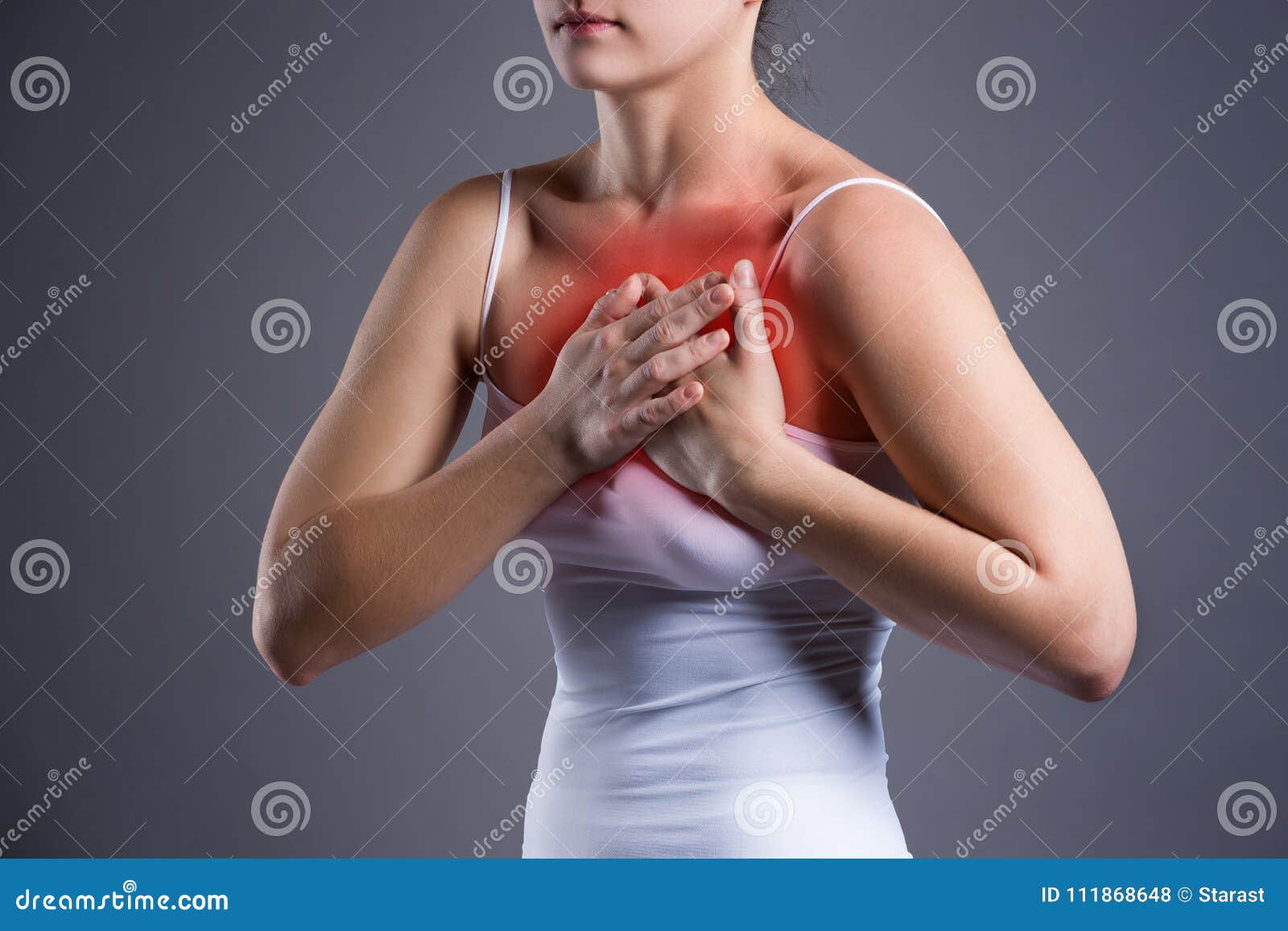 De Test Van De Vrouwen` S Borst Hartaanval Pijn In Menselijk Lichaam Stock Foto Image Of 