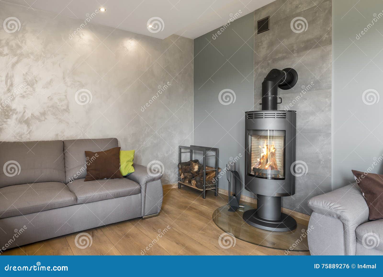 Fonkelnieuw De Woonkamer Met Decoratieve Muur Beëindigt Idee Stock Foto AF-01