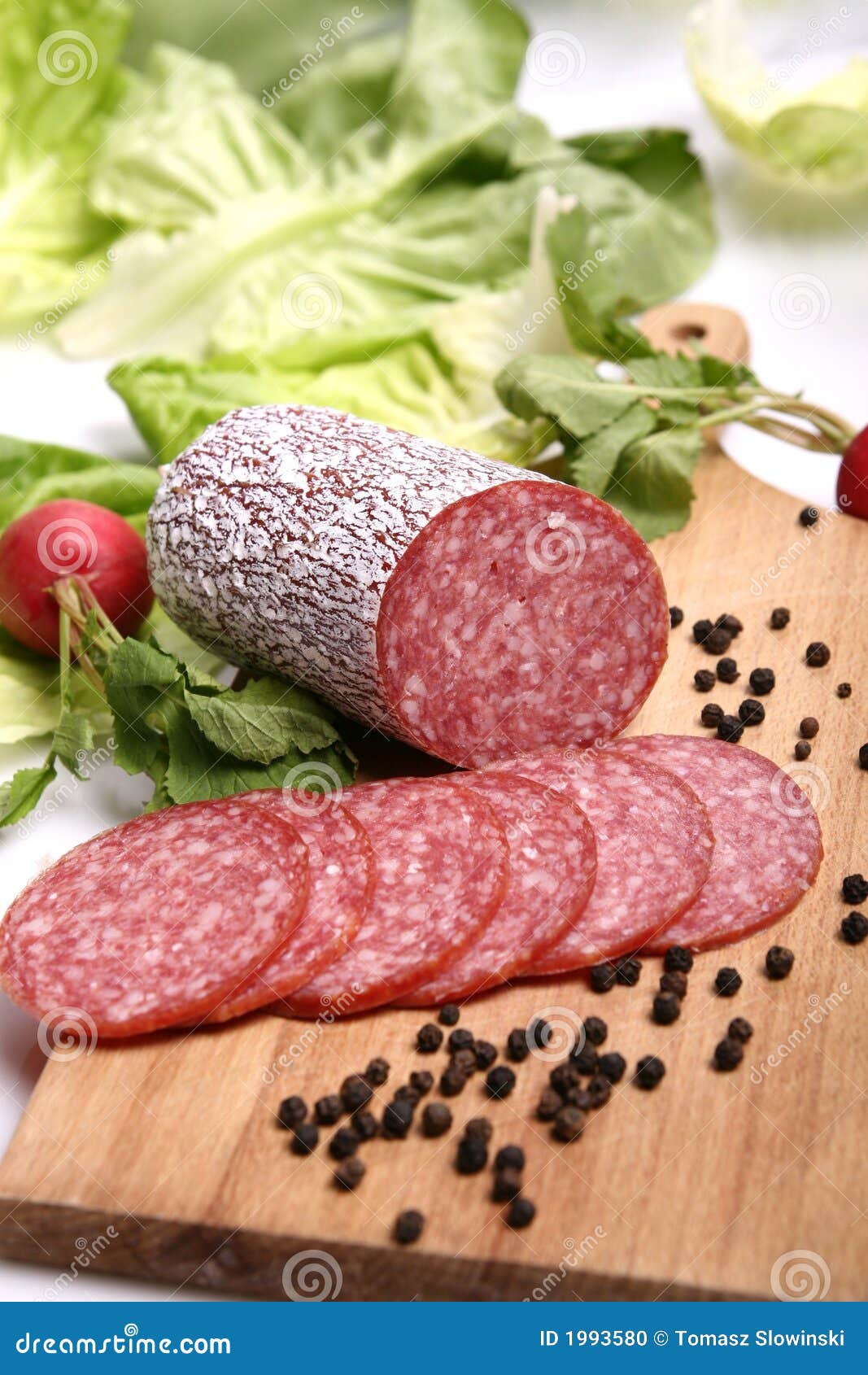 De worst van de salami stock foto. Image of geïsoleerd 1993580