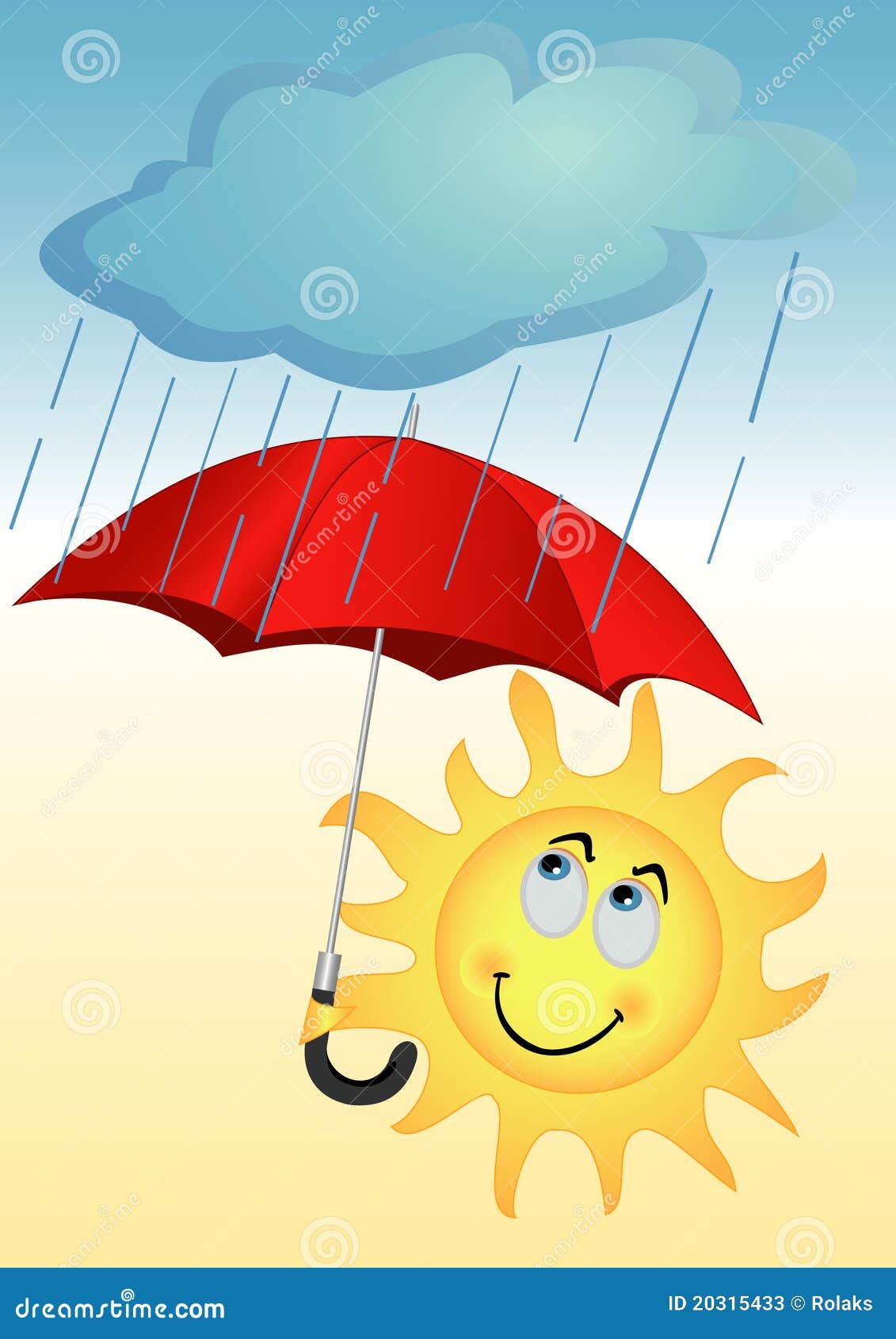 Eigenlijk kas Hobart De zon onder een paraplu vector illustratie. Illustration of glimlach -  20315433