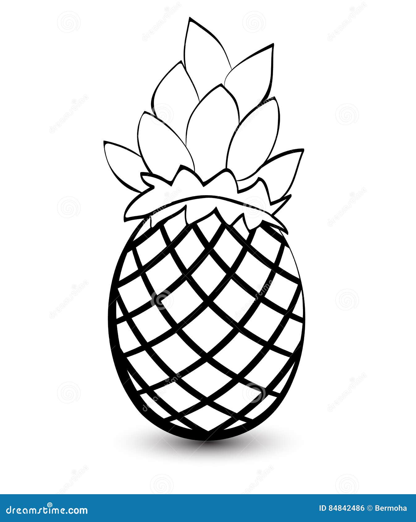 licentie laag Herkenning De Zwart-wit Ananas Van De Overzichtsschets Vector Illustratie -  Illustration of eenvoudig, achtergrond: 84842486