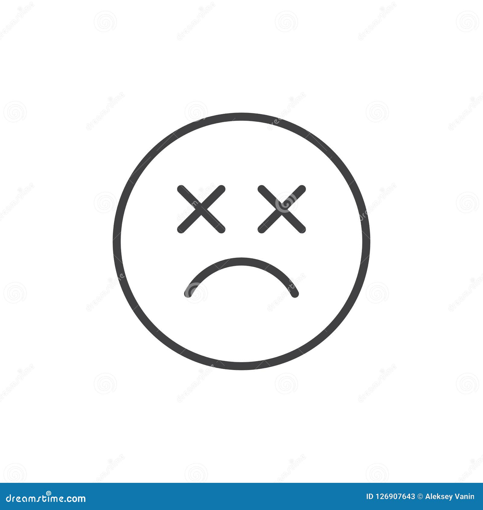Dead emoticon outline icon stock vector. Illustration of emoticon -  126907643