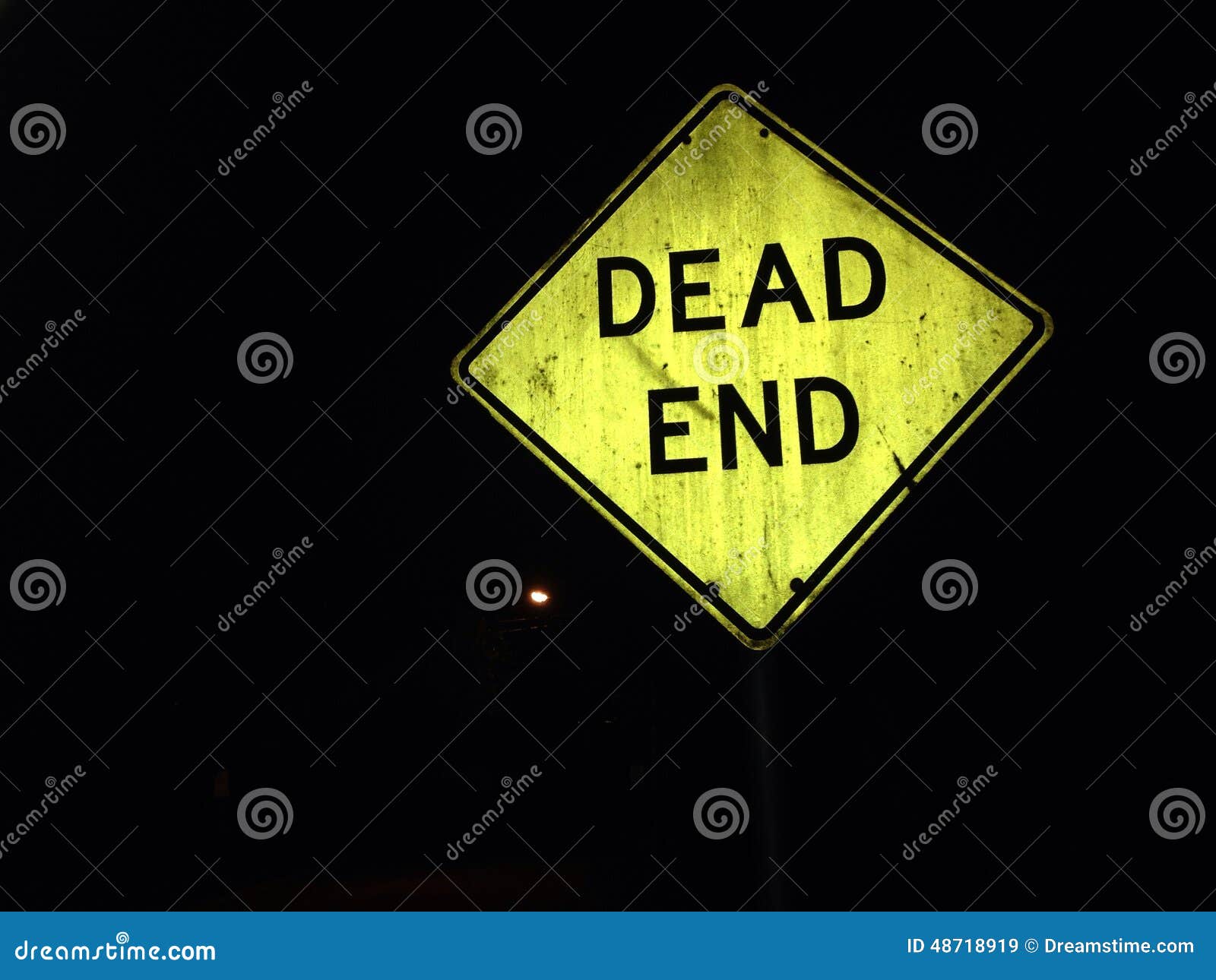 Dead end stock image. Image of yellow, night, sign, dead 48718919