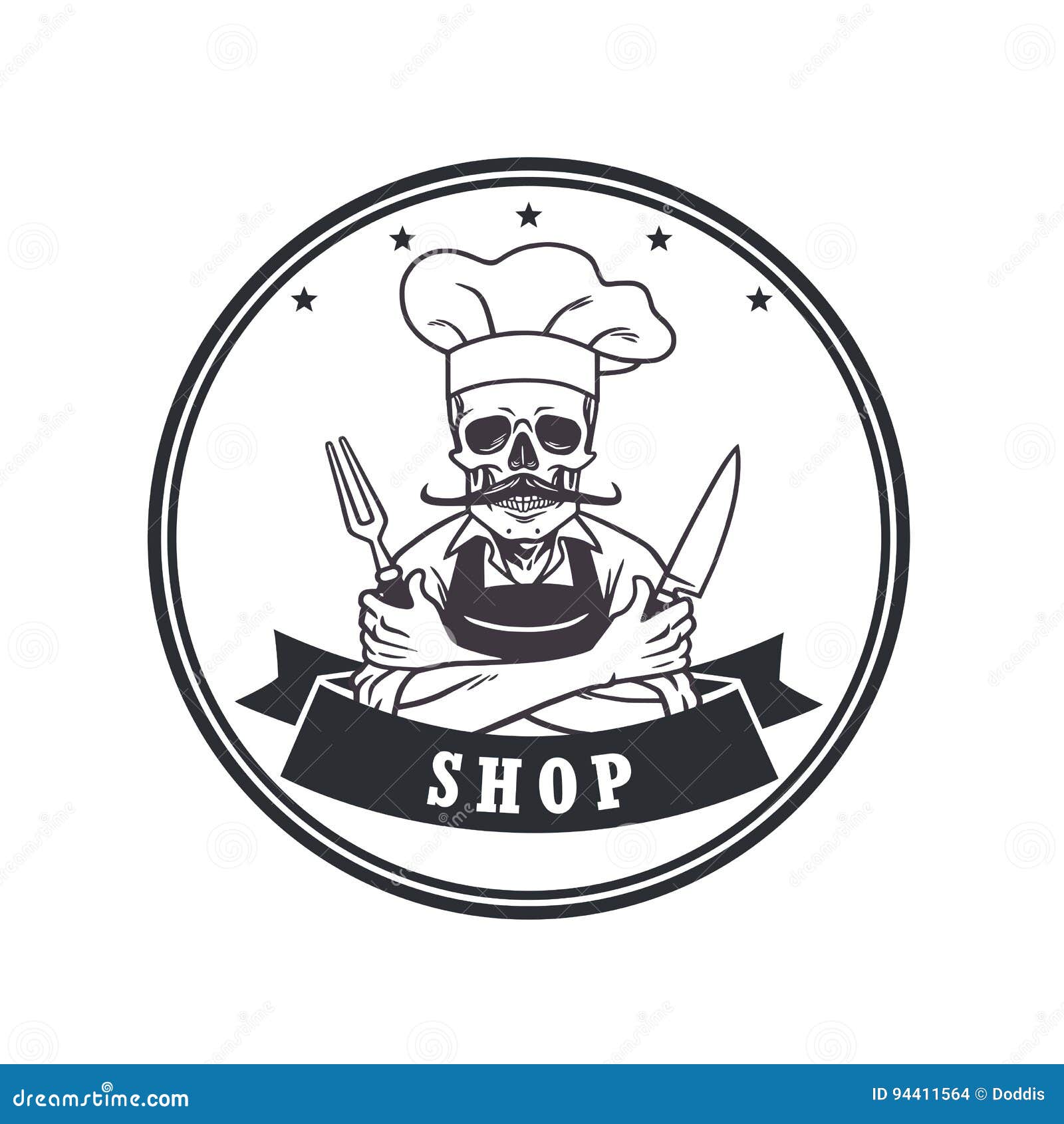 French Cuisine Chef Logo Vector Illustration 