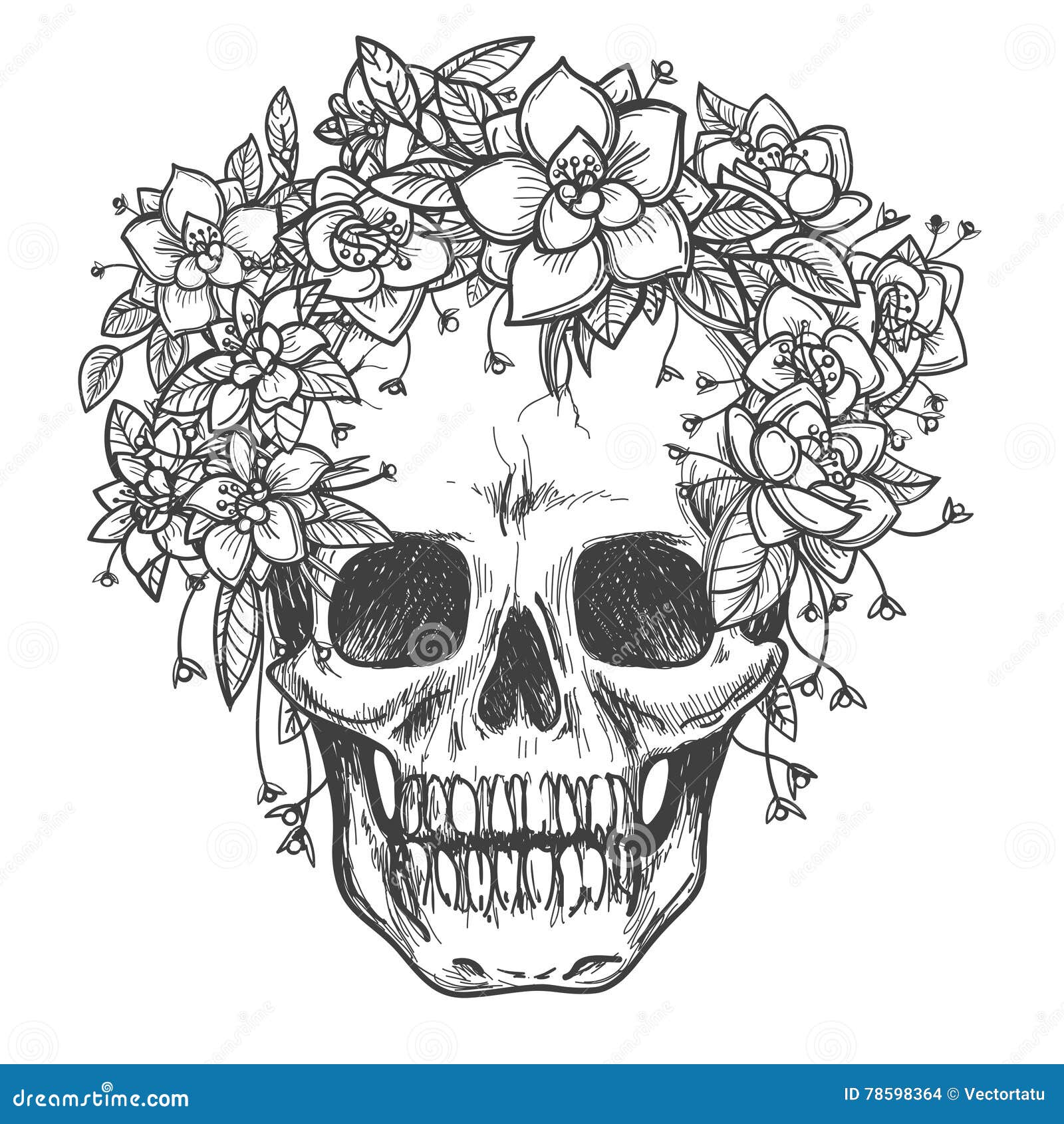 cool drawings of roses and skulls