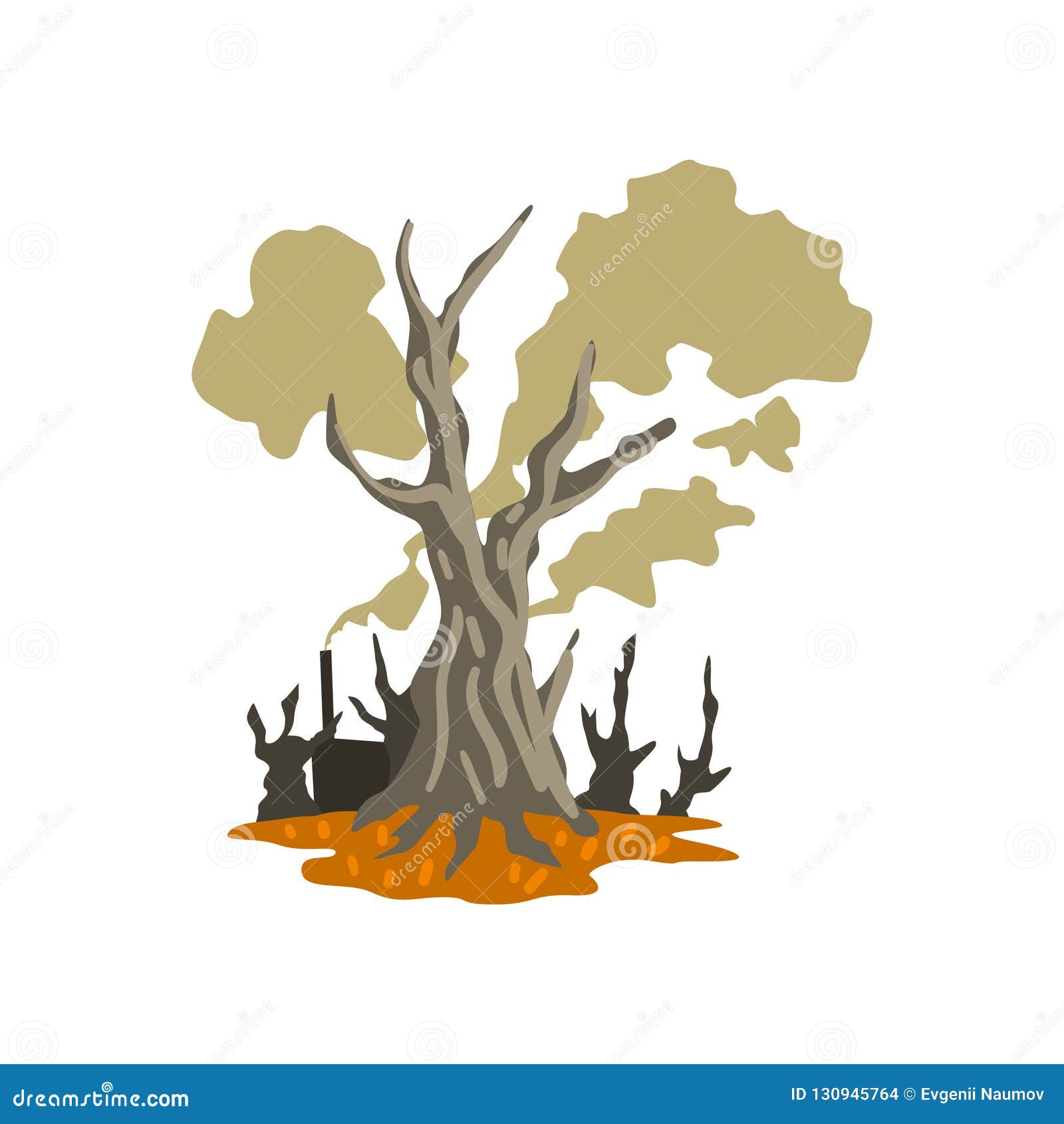 Dead Trees and Toxic Waste Dump, Ecological Disaster, Environmental Pollution Concept, Vector