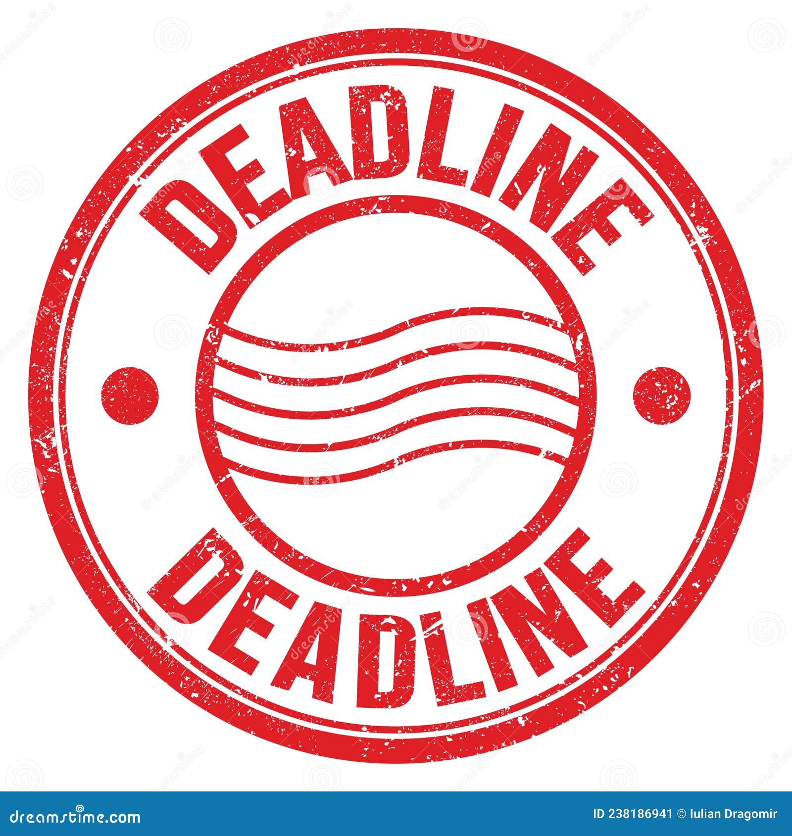 DEADLINE Text Written on Red Round Postal Stamp Sign Stock Illustration