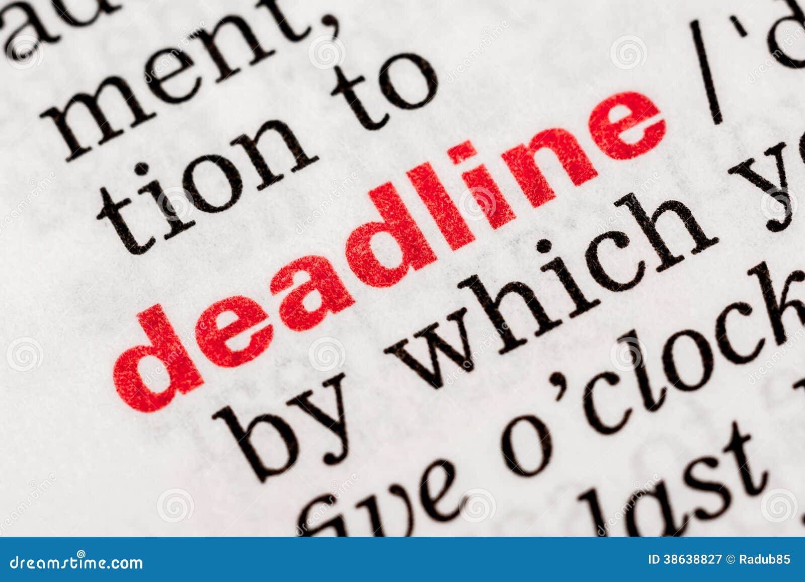 Deadline Word Definition Royalty Free Stock Photography Image 38638827