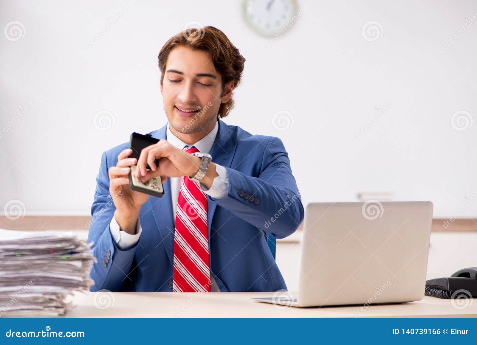 The Deaf Employee Using Hearing Aid in Office Stock Photo Image of