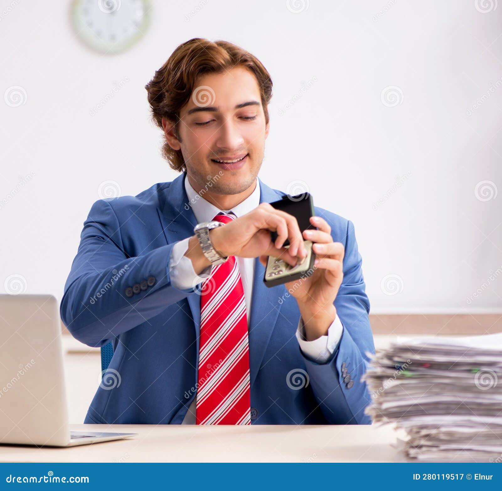 Deaf Employee Using Hearing Aid in Office Stock Image Image of
