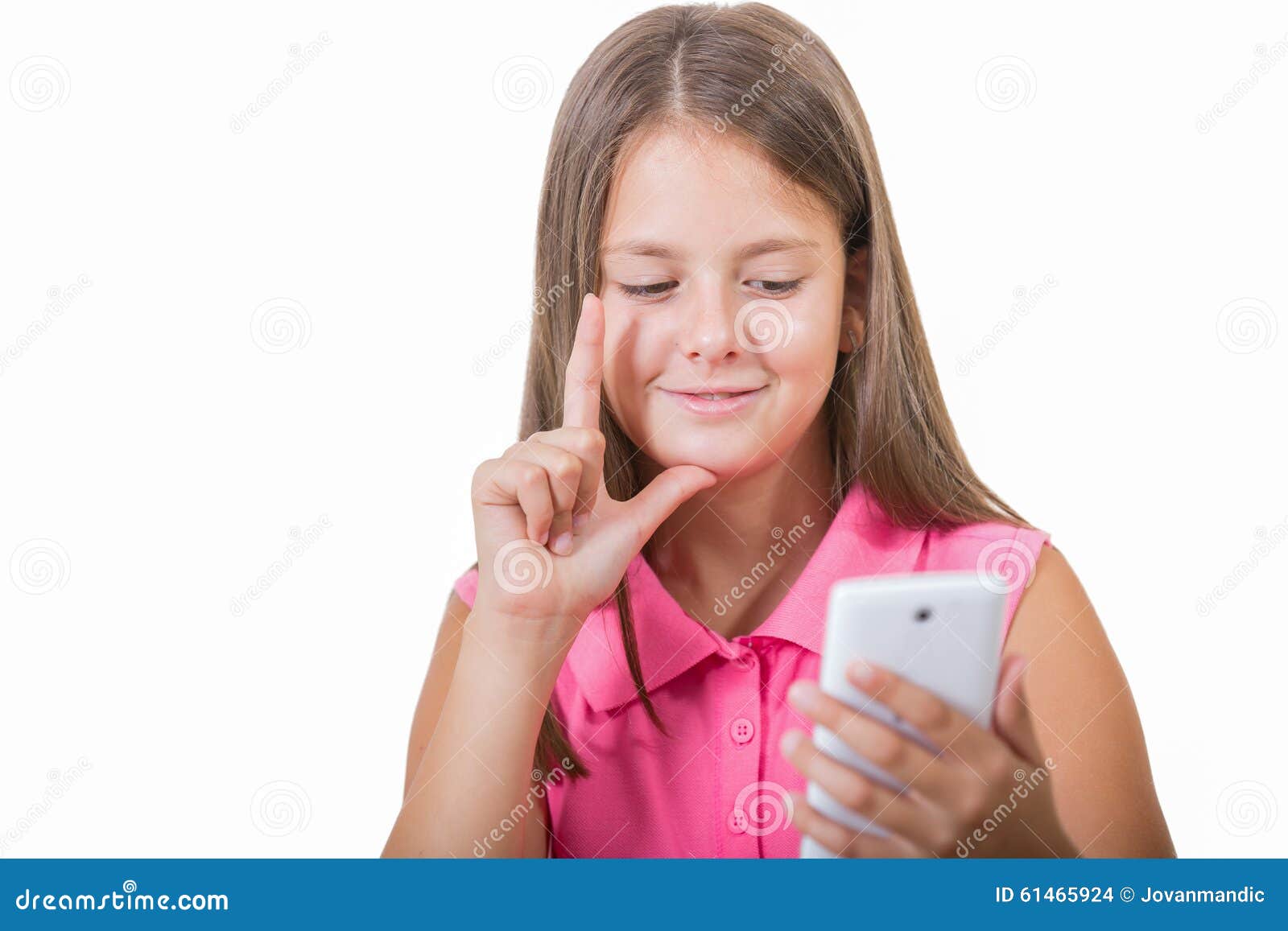 Deaf Girl Talking Using Sign Language on the Smartphone S Cam Stock