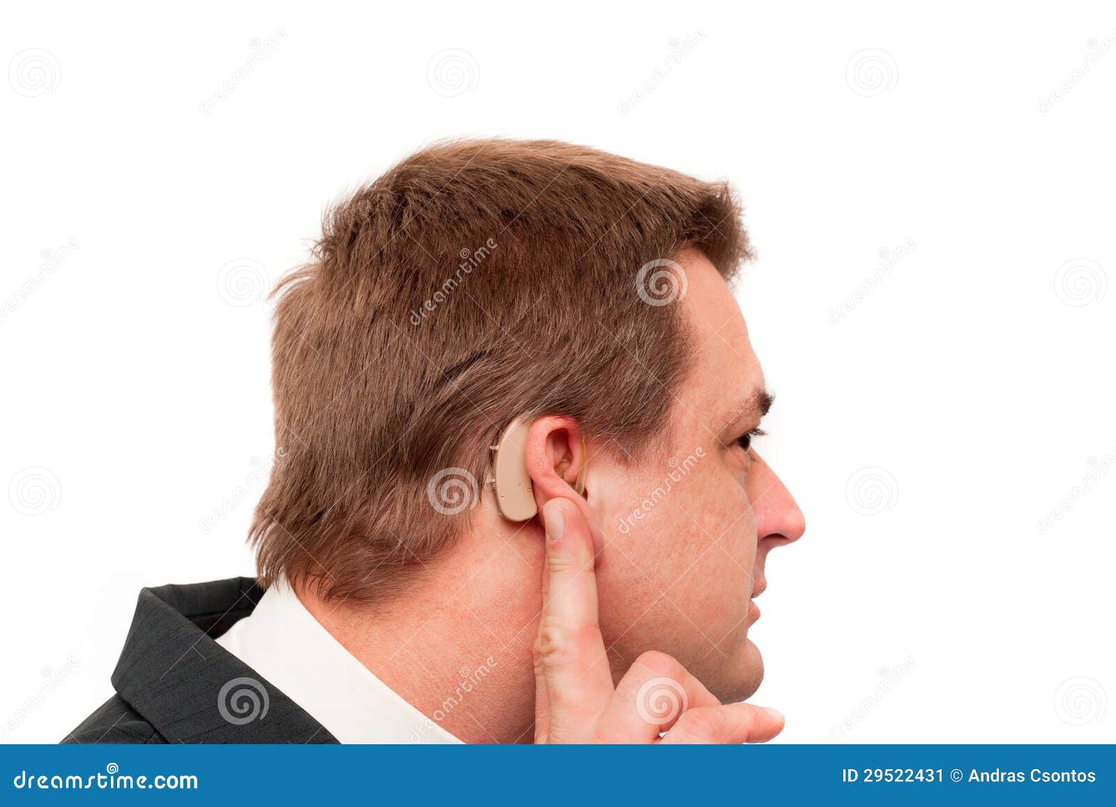 Deaf Man S Hearing Aid Stock Image Image Of Horizontal 29522431